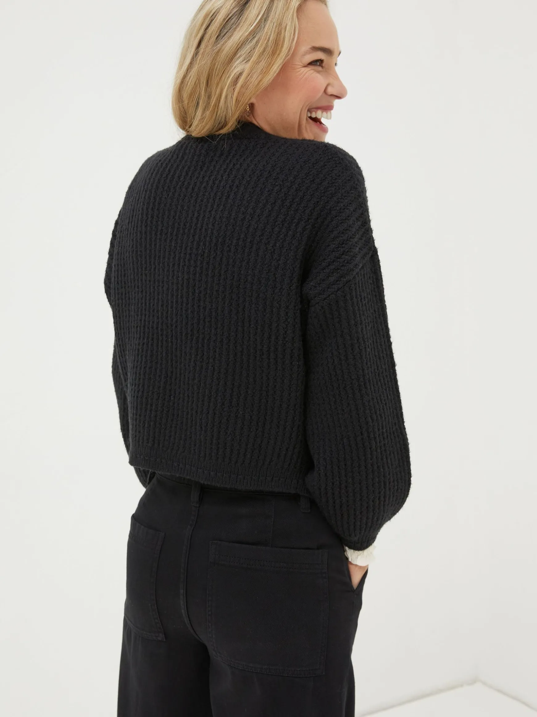 FatFace Anna Short Cardigan Black Online
