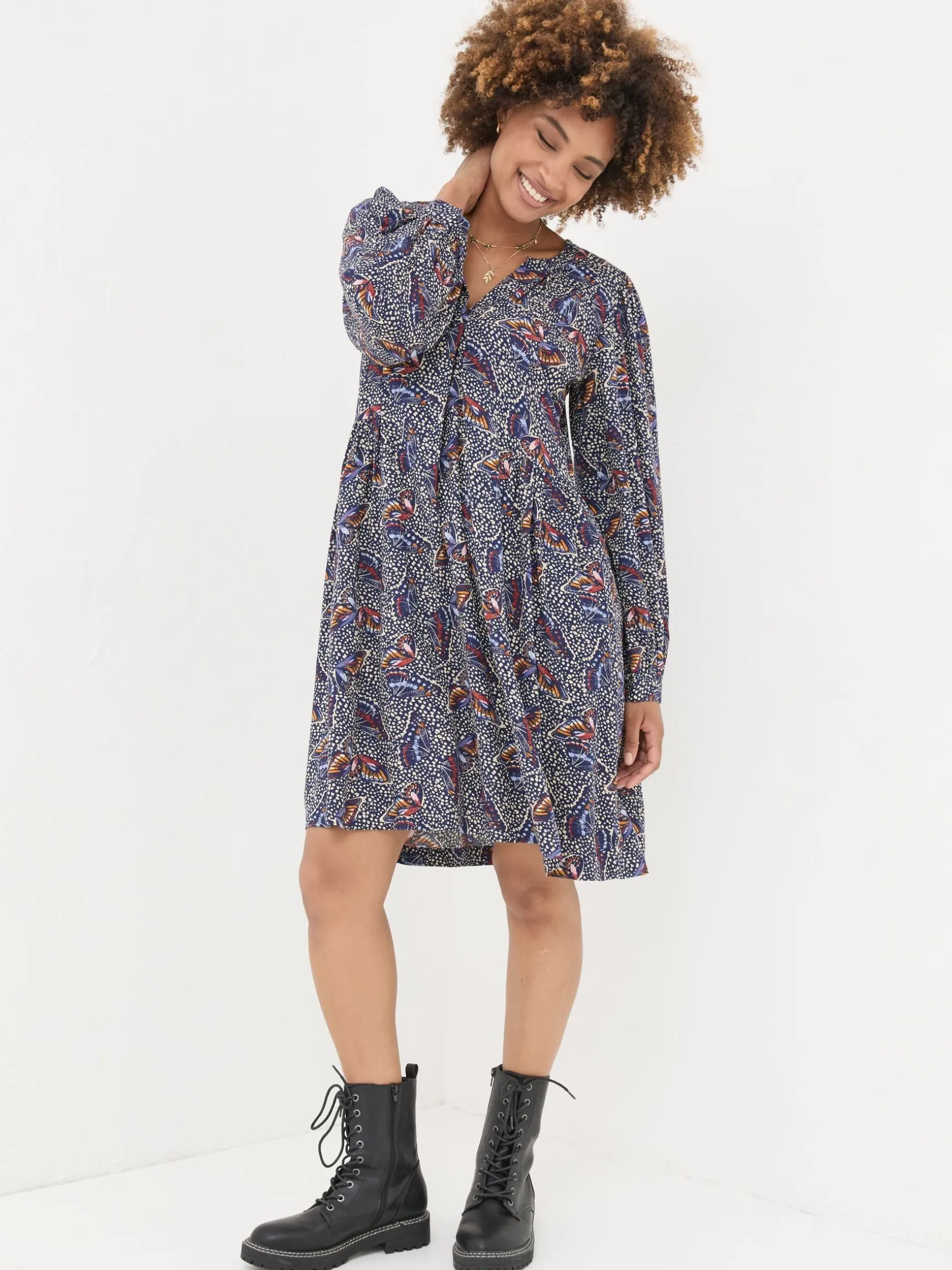FatFace Anona Swing Dress Dark Navy Cheap