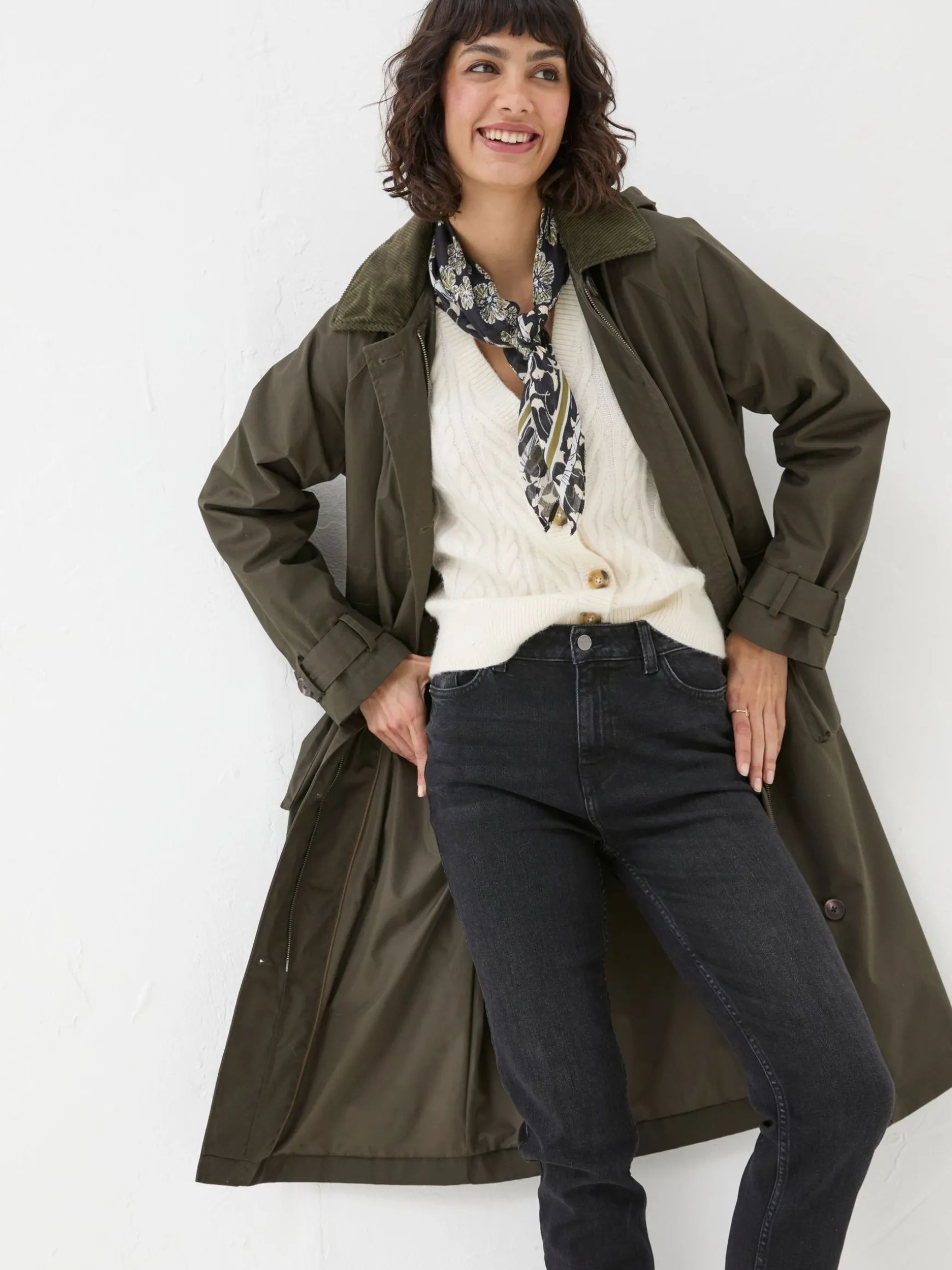 FatFace Audrey Trench Coat Green Flash Sale