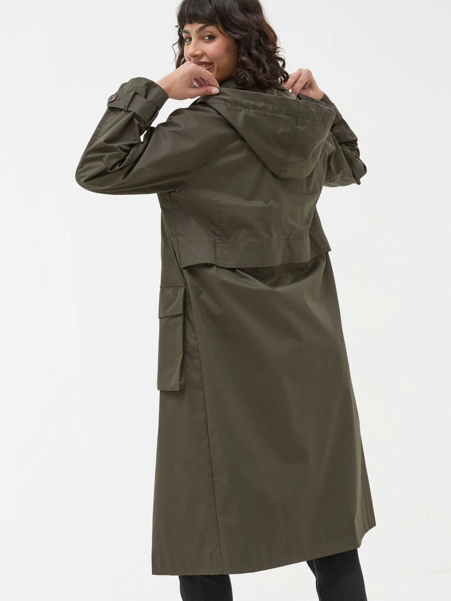 FatFace Audrey Trench Coat Green Flash Sale