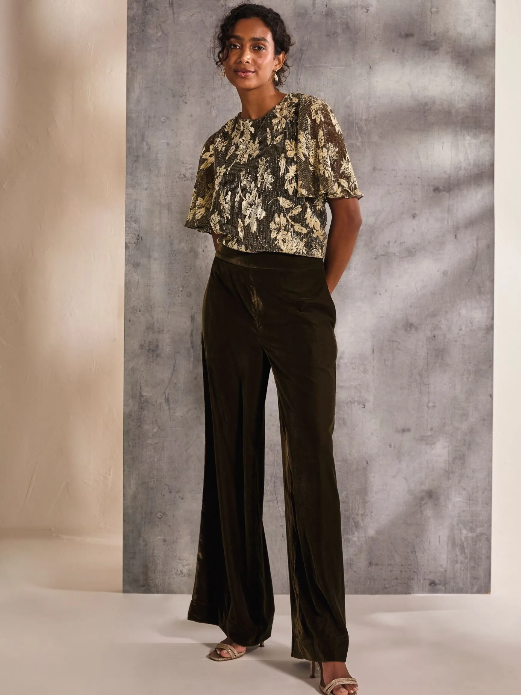 FatFace Ava Velvet Trousers Brown Sale