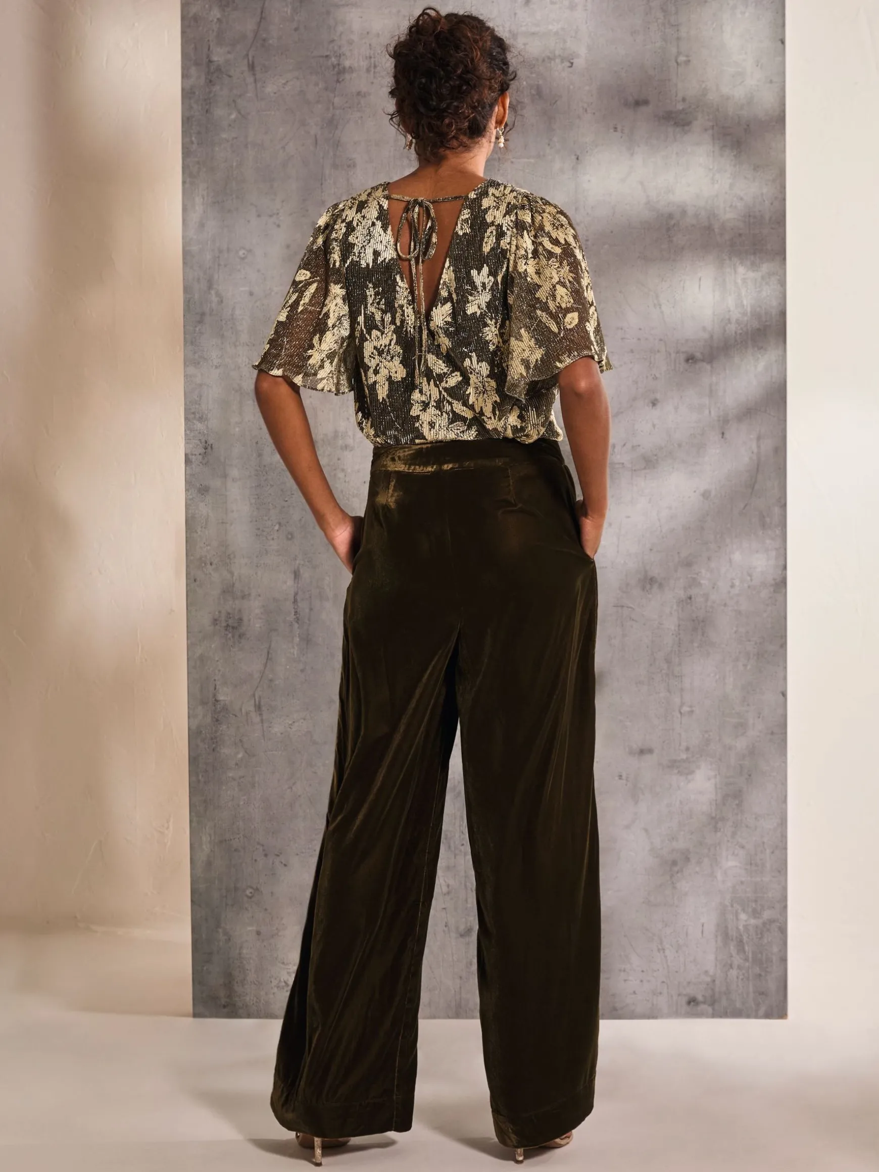 FatFace Ava Velvet Trousers Brown Sale