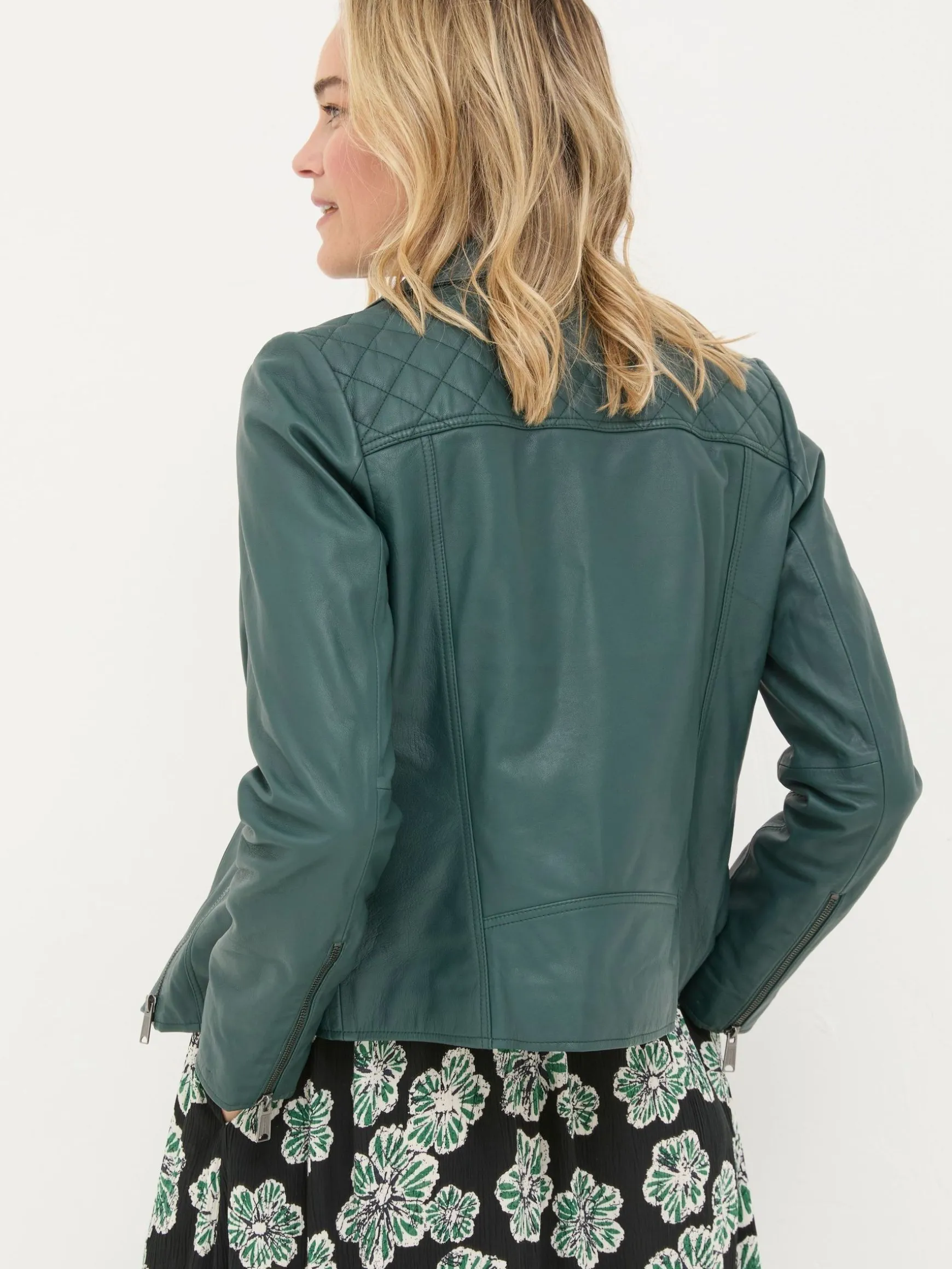 FatFace Bethany Quilted Biker Jacket Green Best Sale