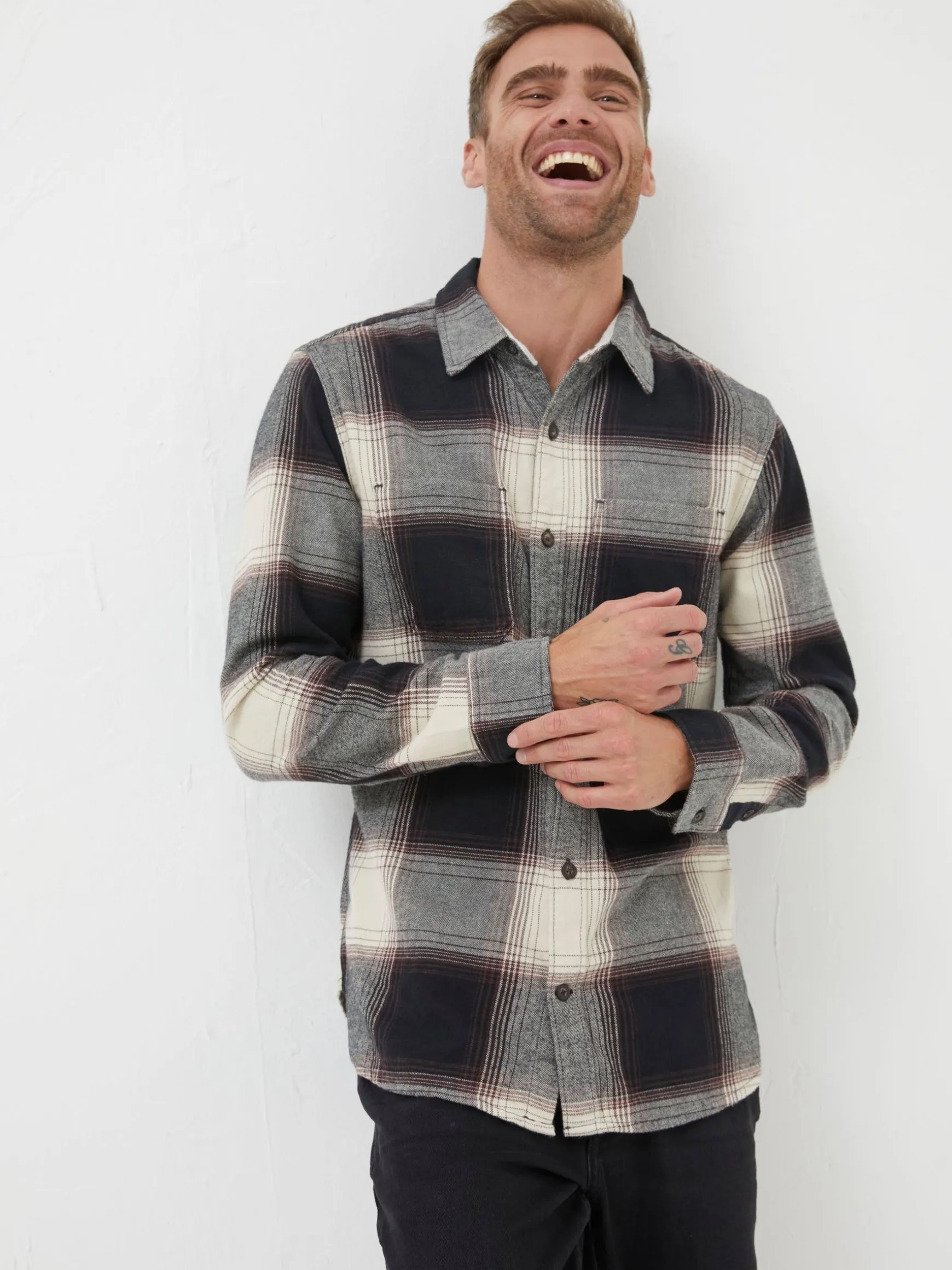 FatFace Selby Check Shirt Black Cheap
