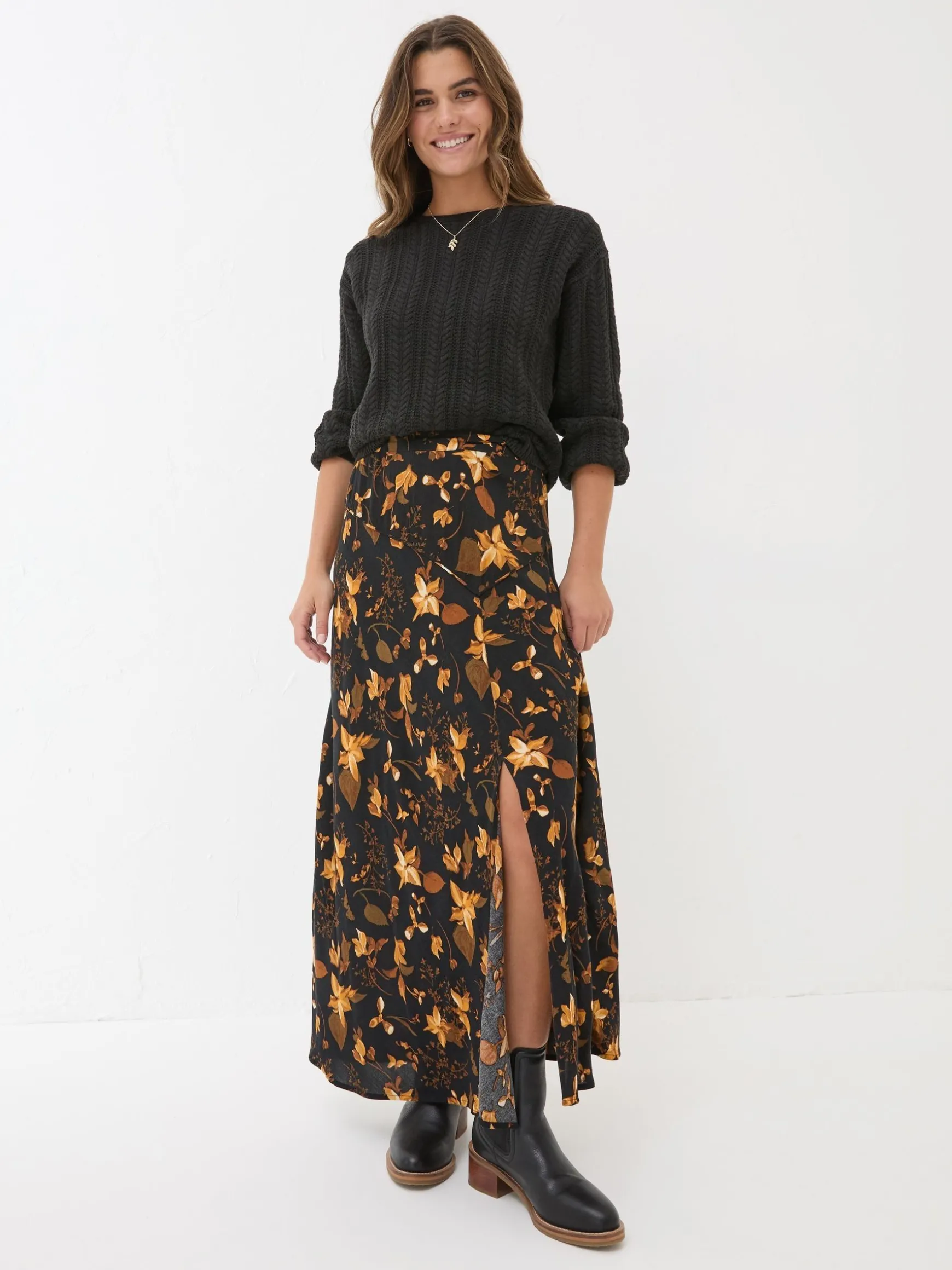 FatFace Willa Floral Skirt Black Best Sale