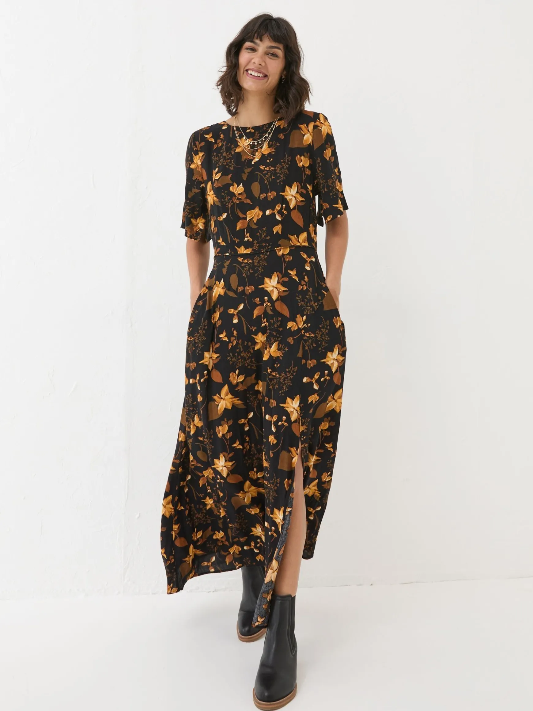 FatFace Winona Floral Dress Black Cheap
