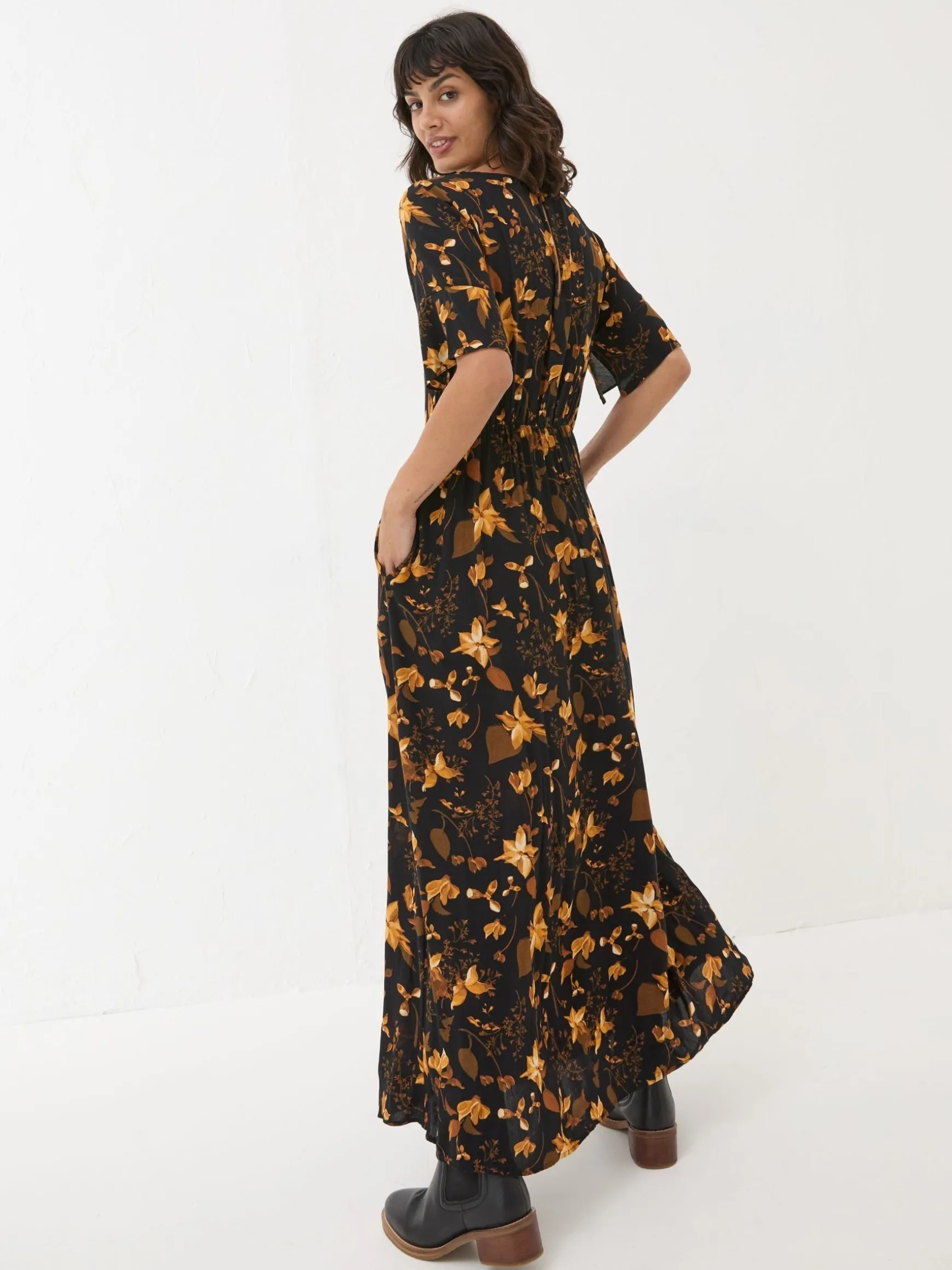 FatFace Winona Floral Dress Black Cheap