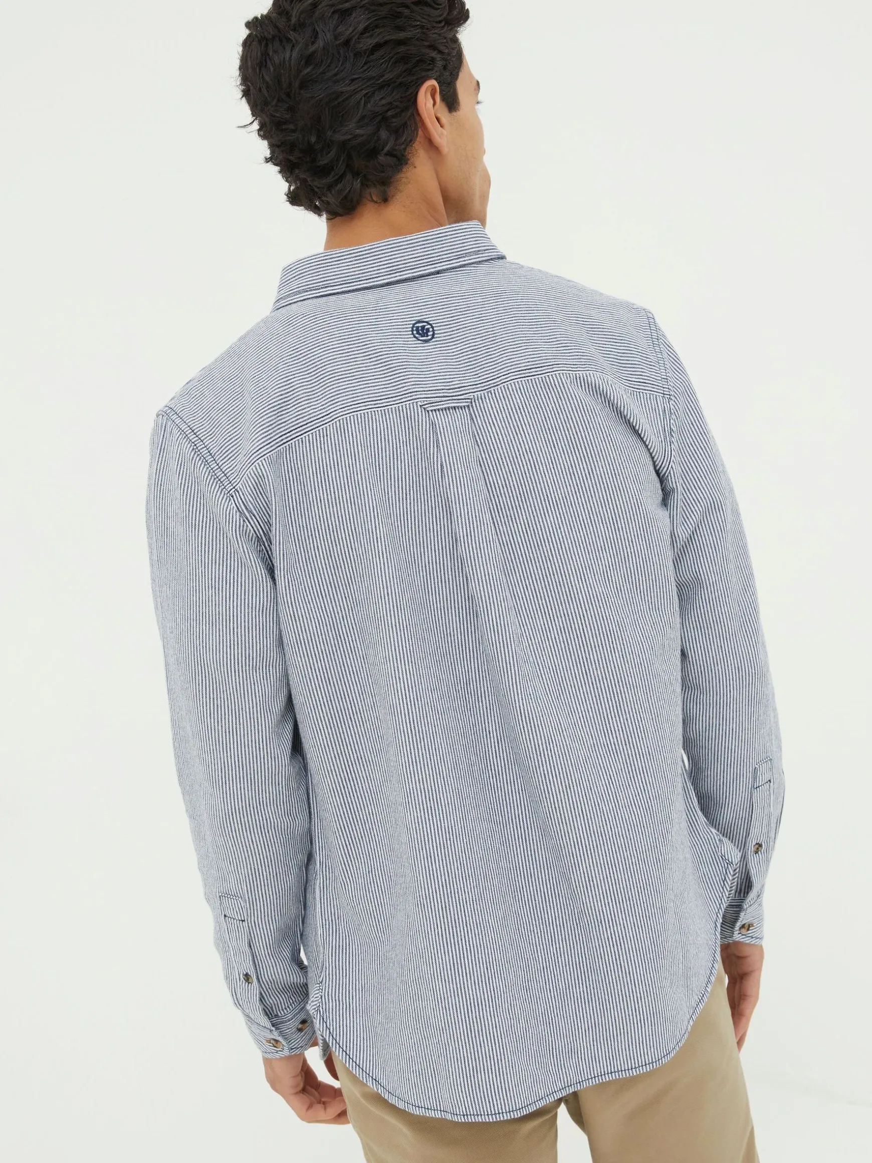 FatFace Long Sleeve Nacton Stripe Shirt Blue Fashion
