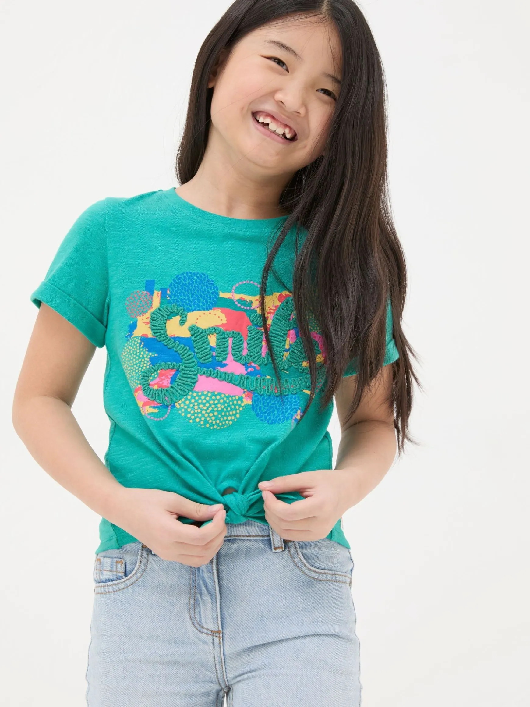 FatFace Smile Graphic T-Shirt Blue Cheap