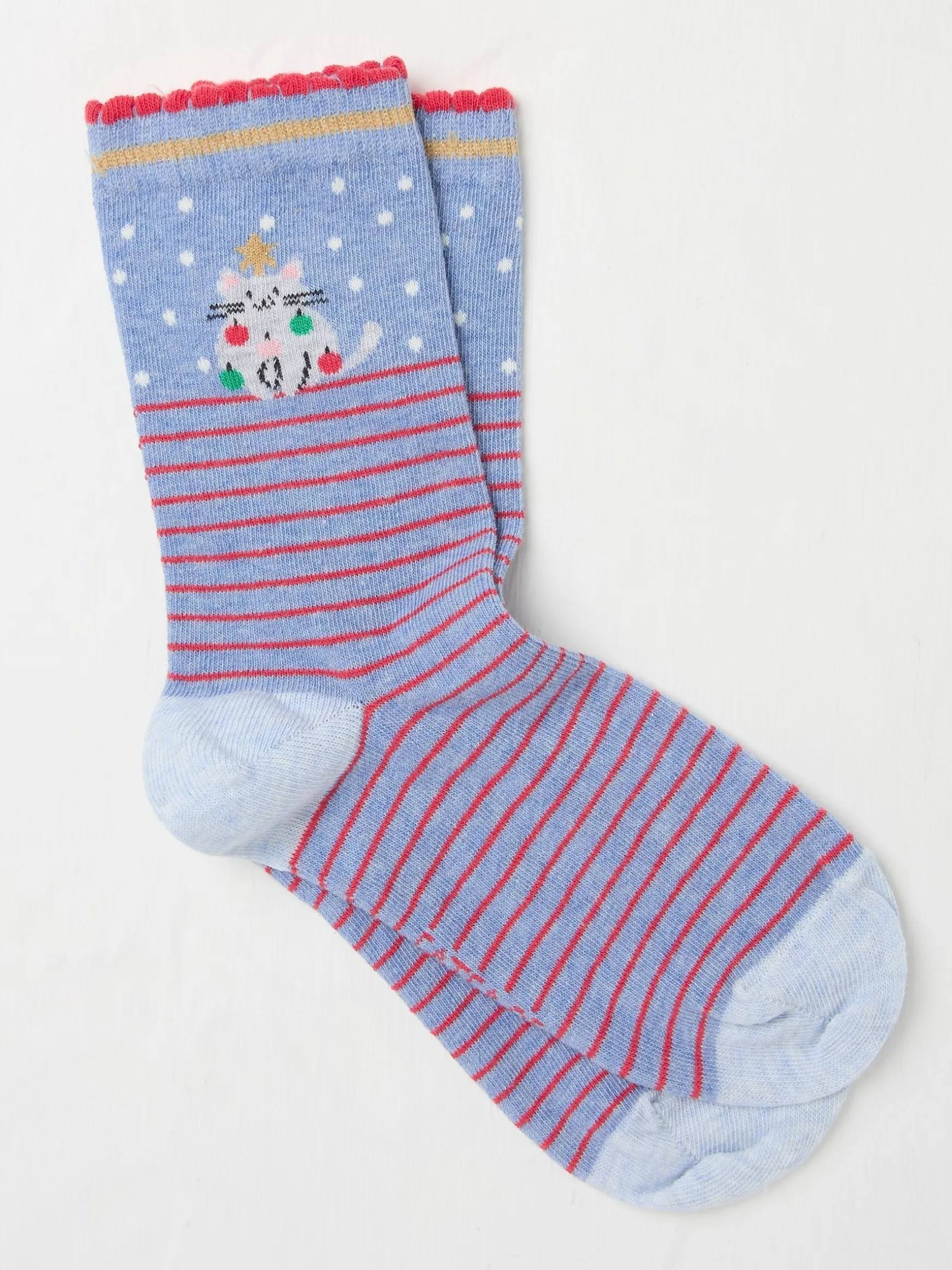 FatFace Womens Cat Tree Socks 1 Pack Blue New