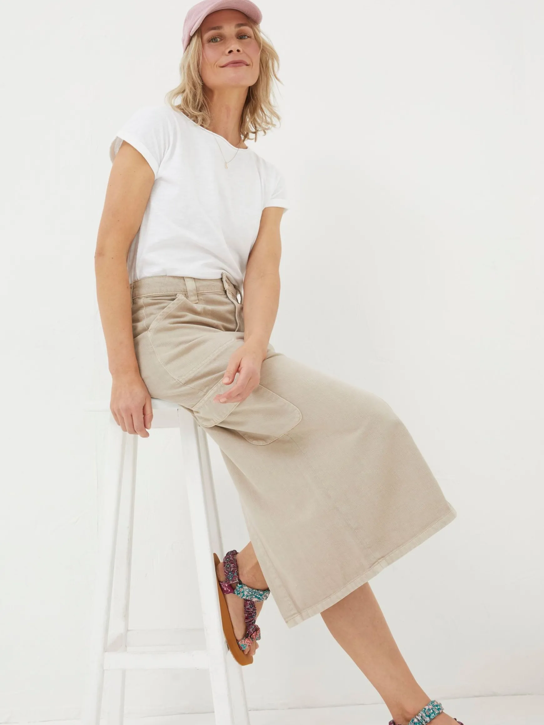 FatFace Candace Cargo Midi Skirt Natural Best