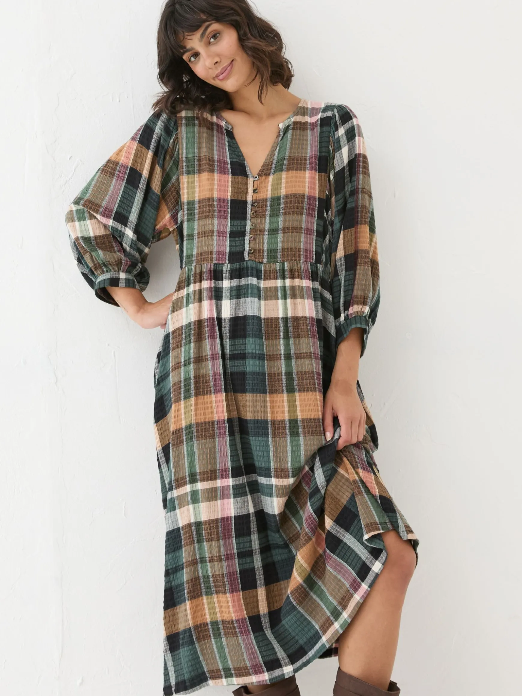 FatFace Ceil Check Dress Multi Clearance
