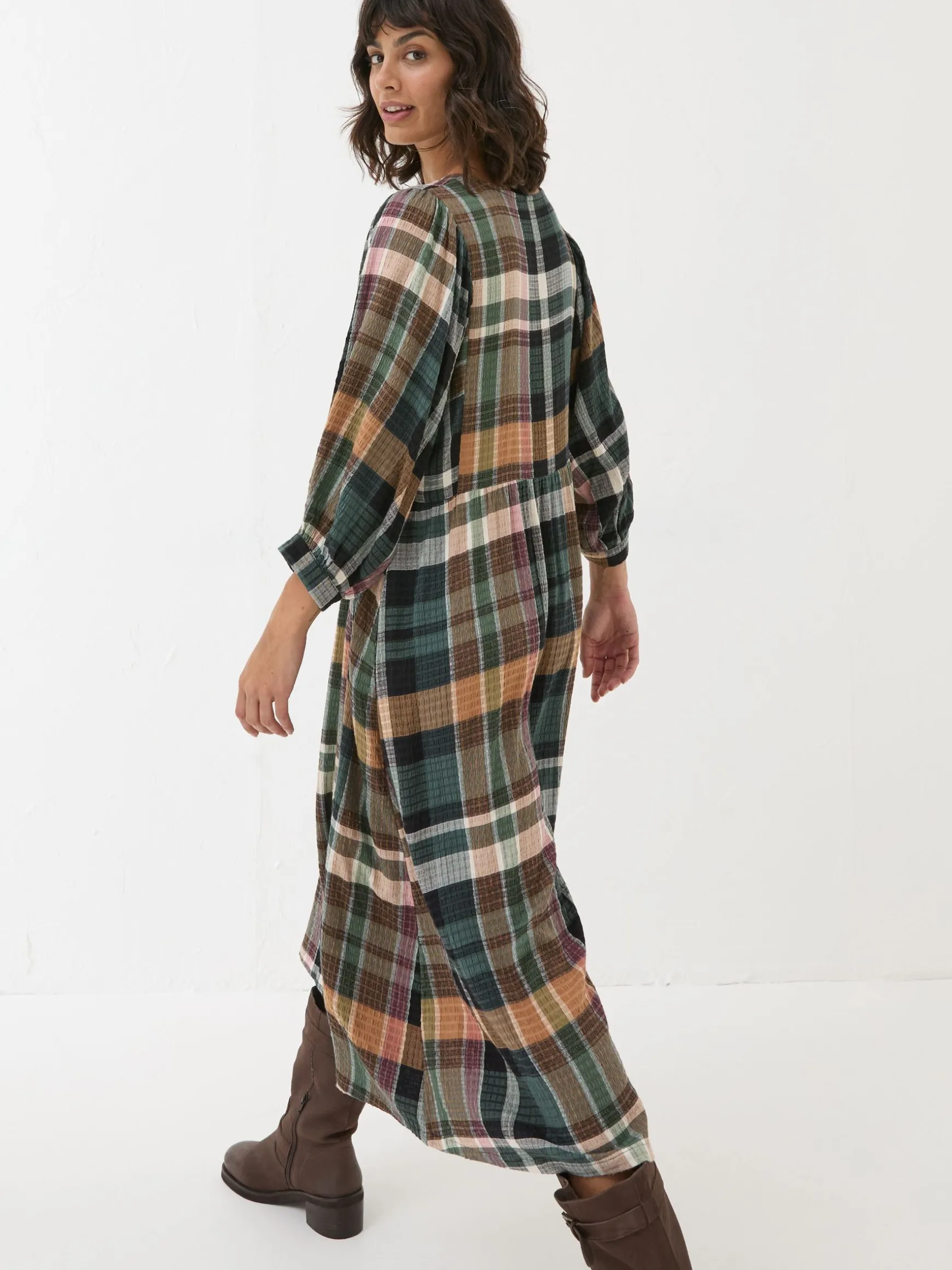FatFace Ceil Check Dress Multi Clearance