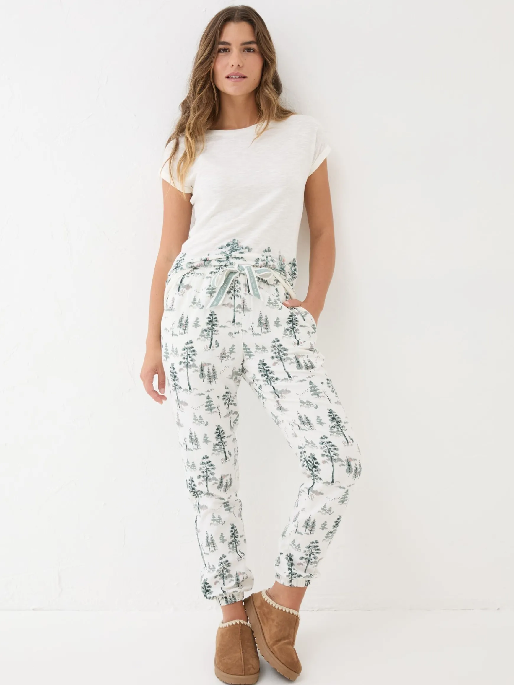 FatFace Cora Christmas Tree Pyjama Bottoms Ivory Best Sale