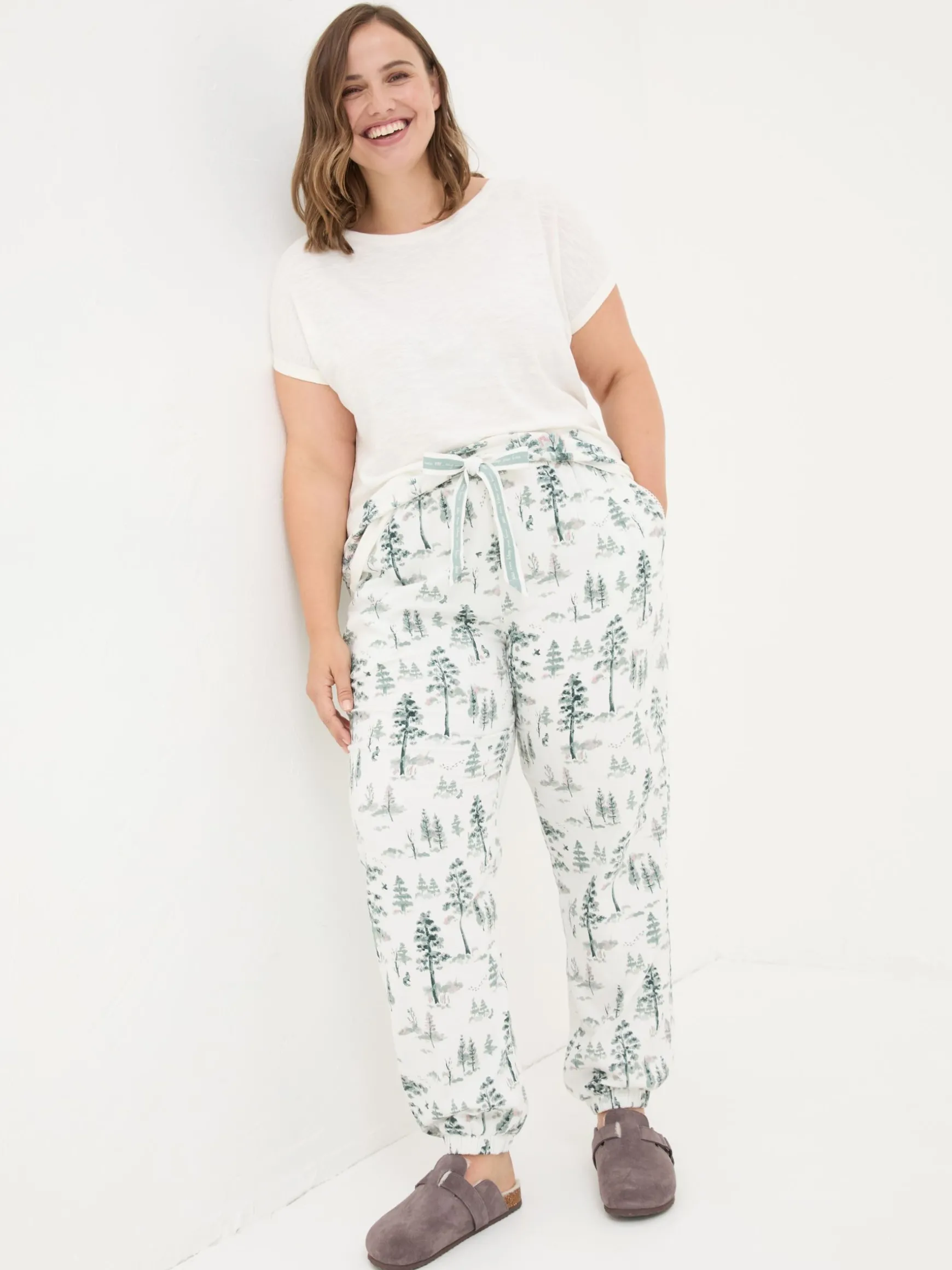 FatFace Cora Christmas Tree Pyjama Bottoms Ivory Best Sale