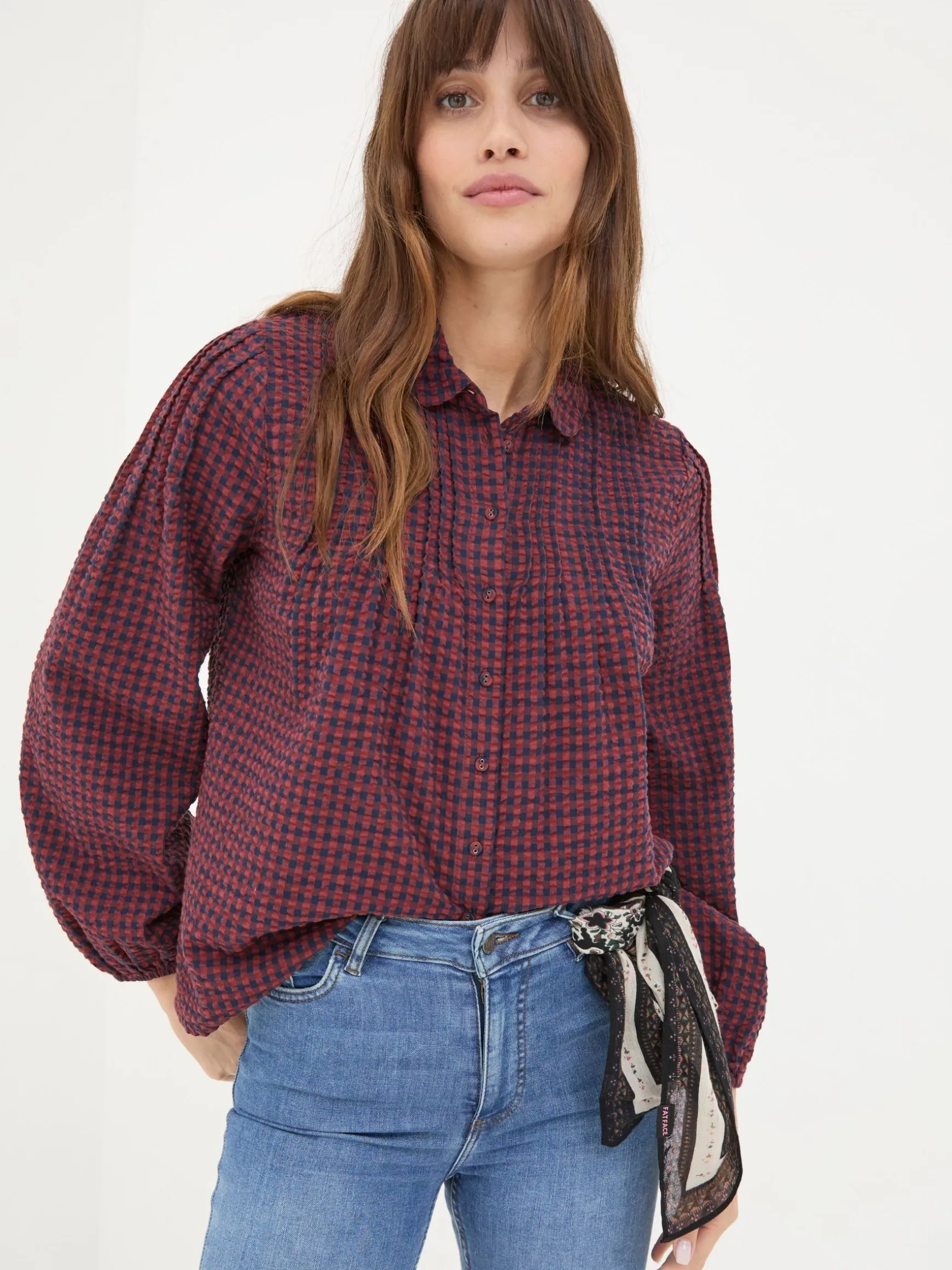 FatFace Elsie Blouse Red Gingham Fashion