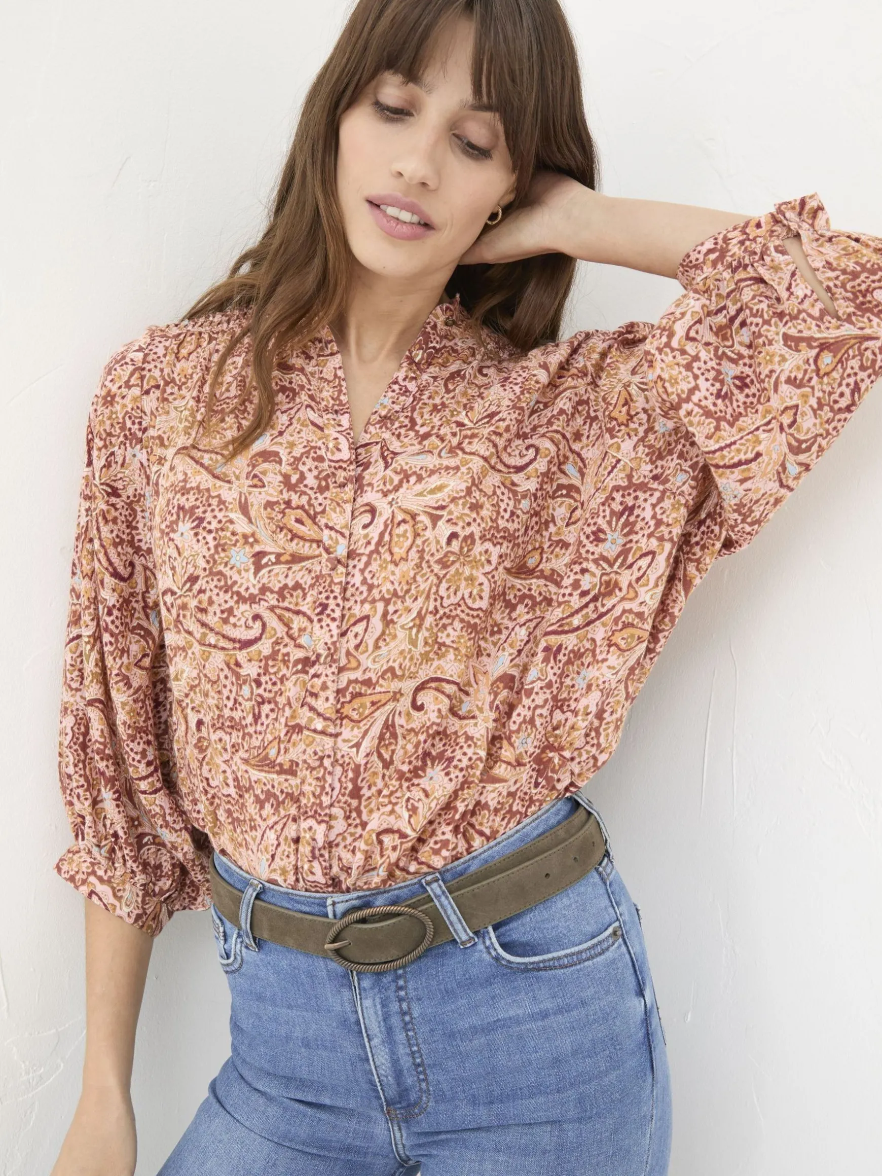 FatFace Evelyn Paisley Blouse Dusky Pink Store