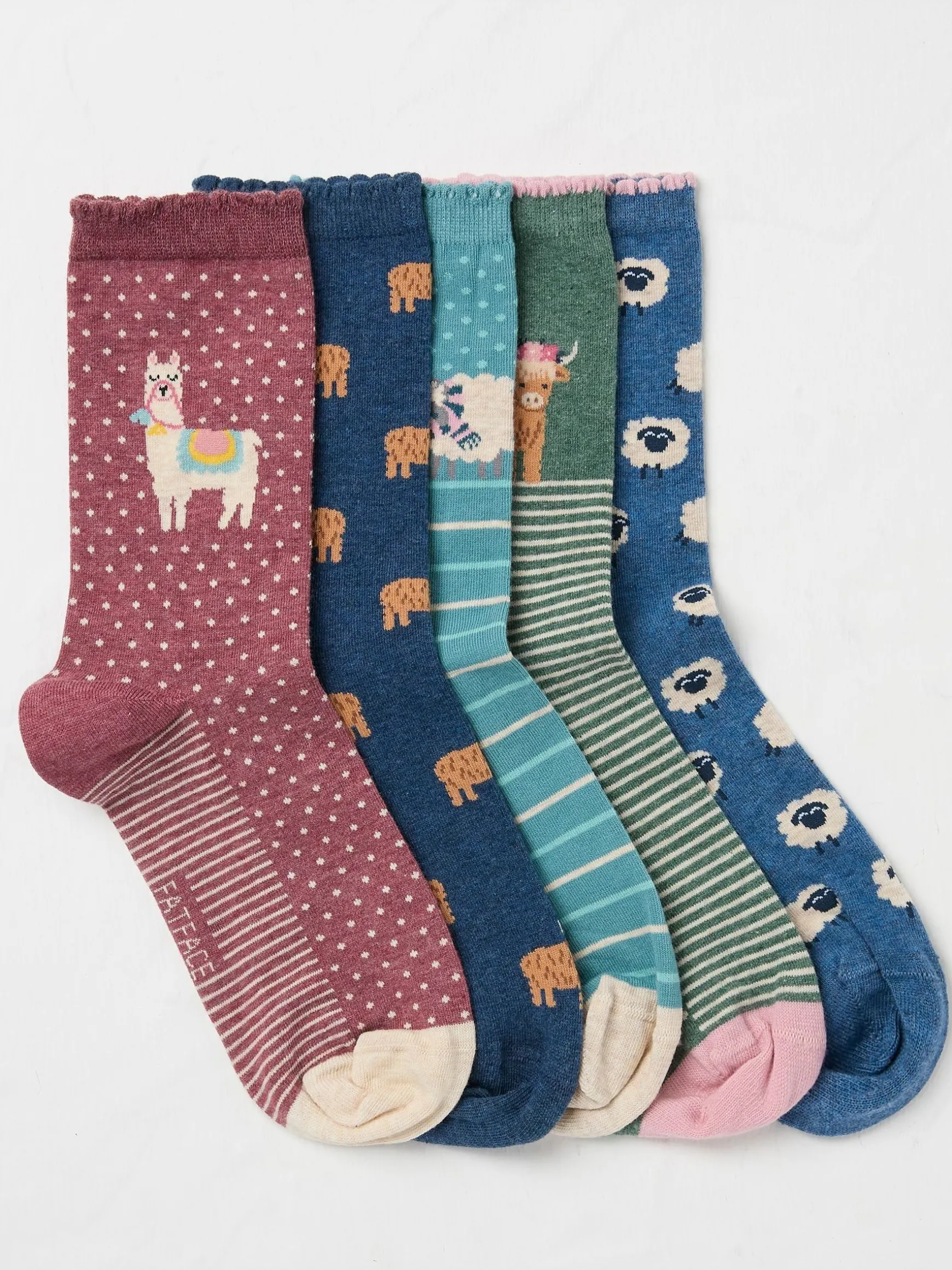 FatFace Women's Socks 5 Pack (size 4-7) Farm New