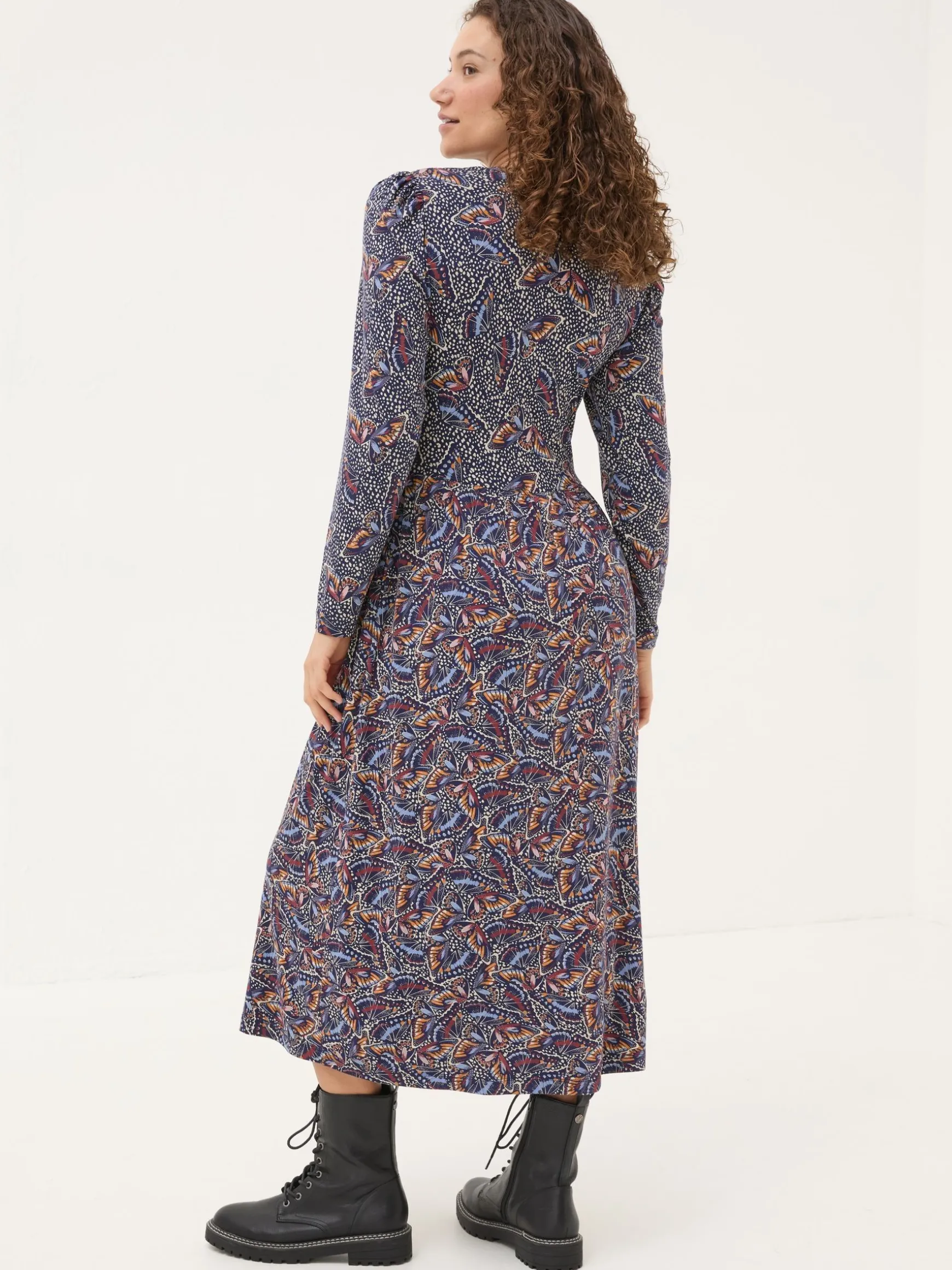 FatFace Fia Batik Dress Dark Navy Shop
