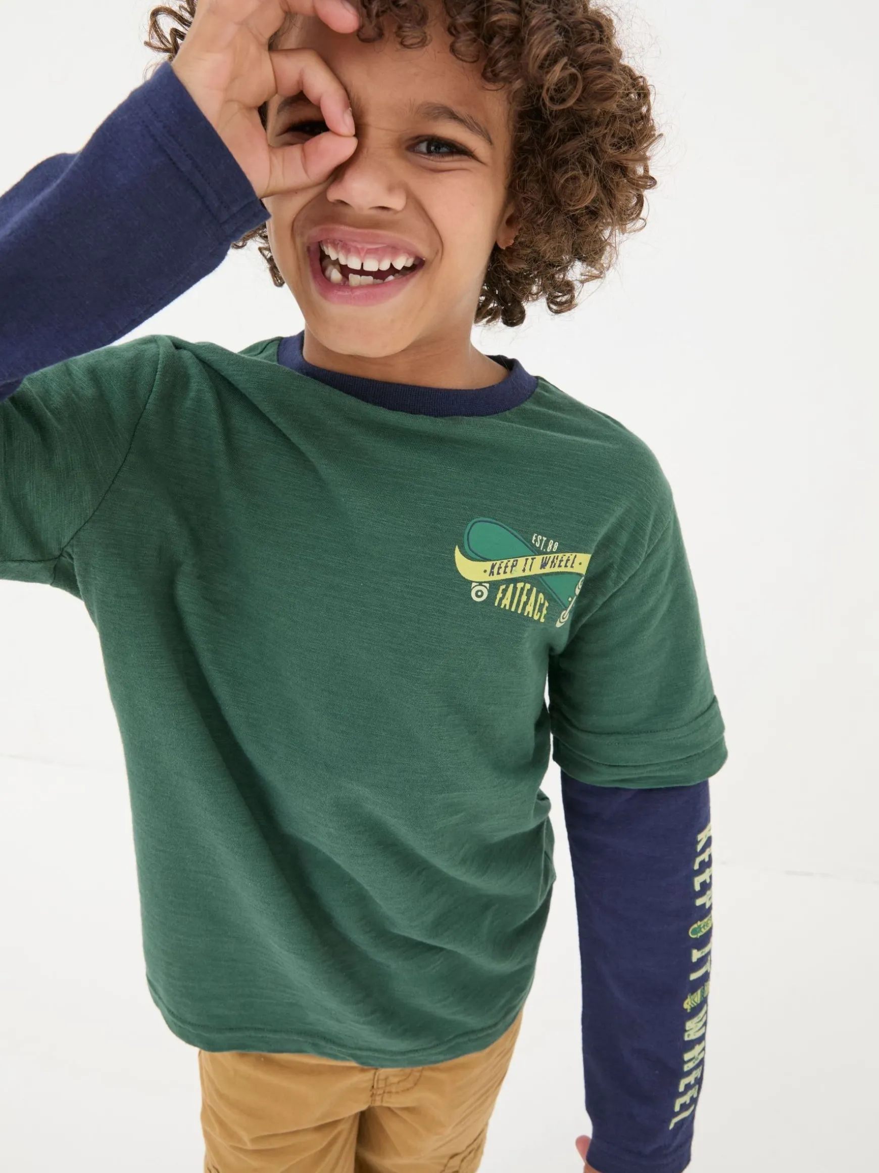 FatFace Skate Layered T-Shirt Green Fashion