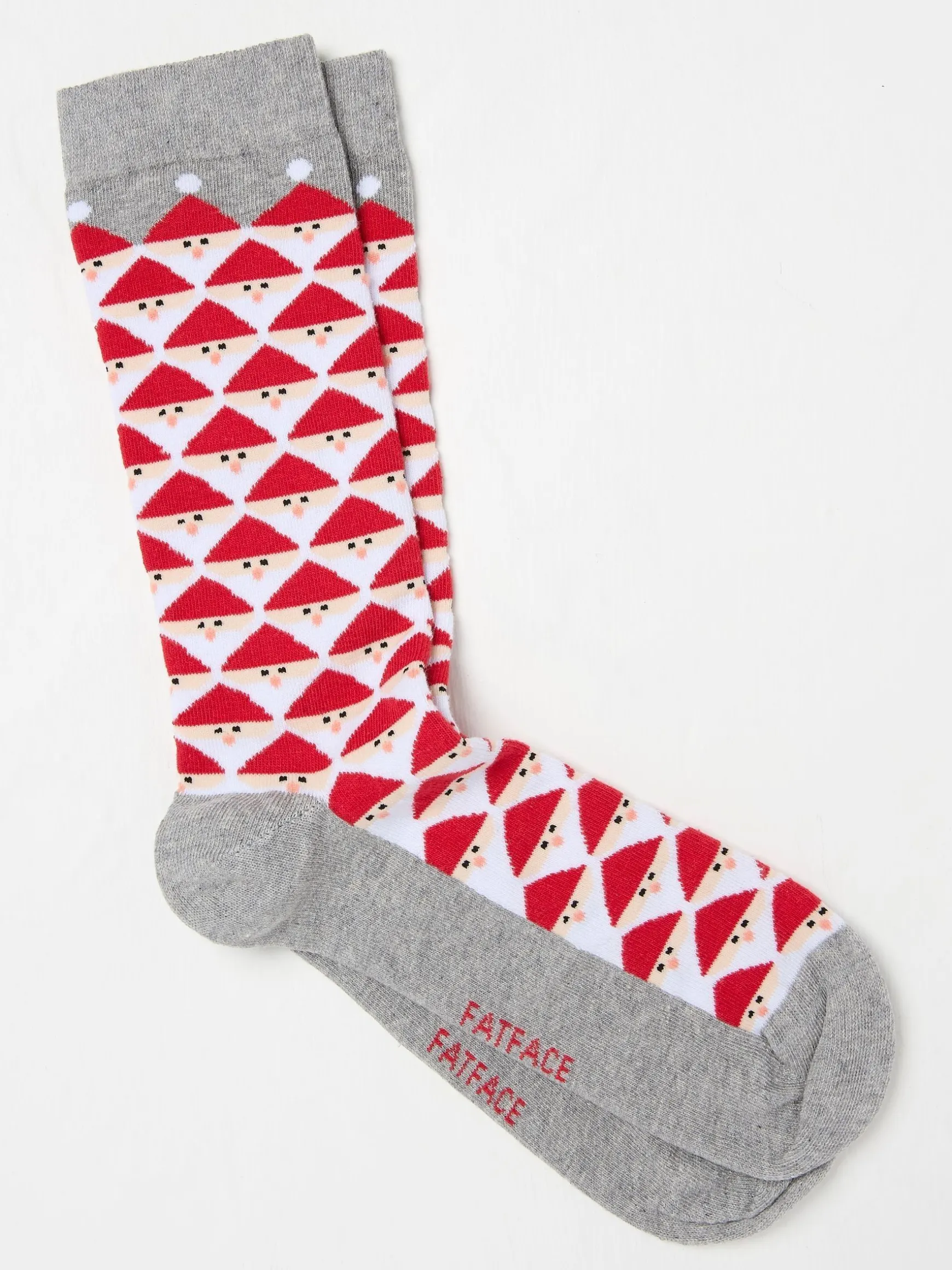 FatFace Mens Geo Santa Socks 1 Pack Grey Discount