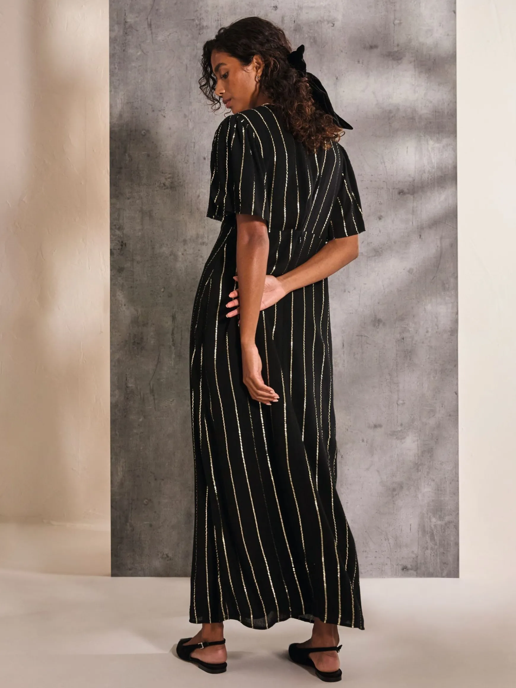 FatFace Iris Metallic Maxi Dress Black Best