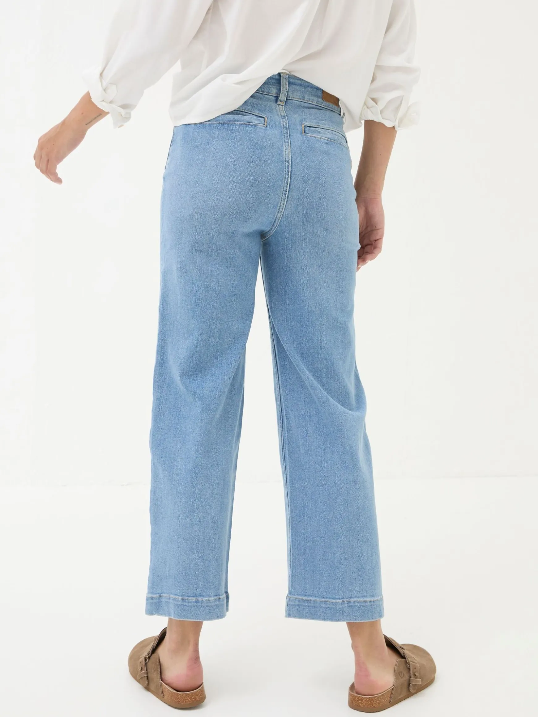 FatFace Keswick Wide Leg Crop Jeans Light Vintage Blue Cheap
