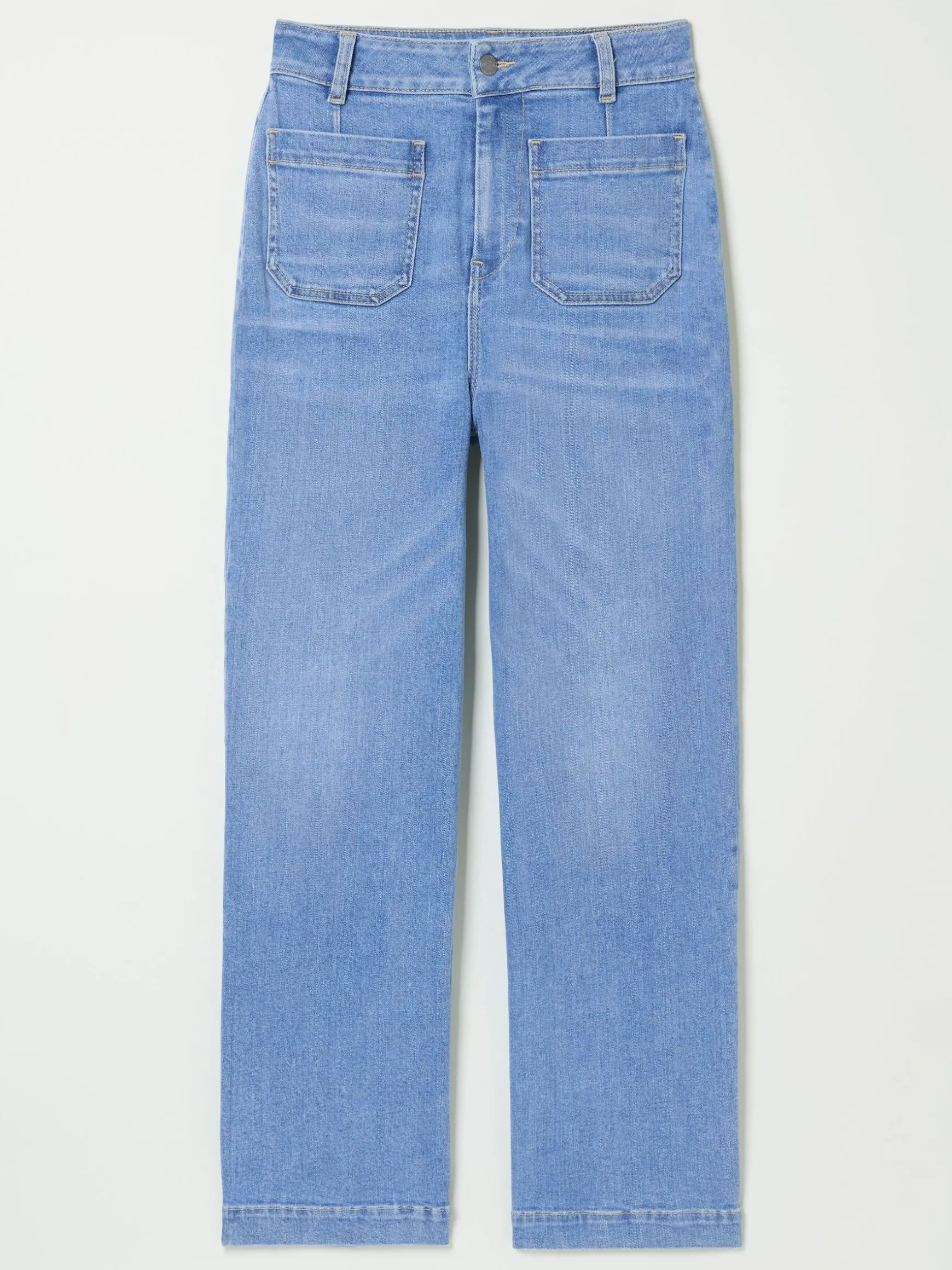 FatFace Keswick Wide Leg Crop Jeans Light Vintage Blue Cheap