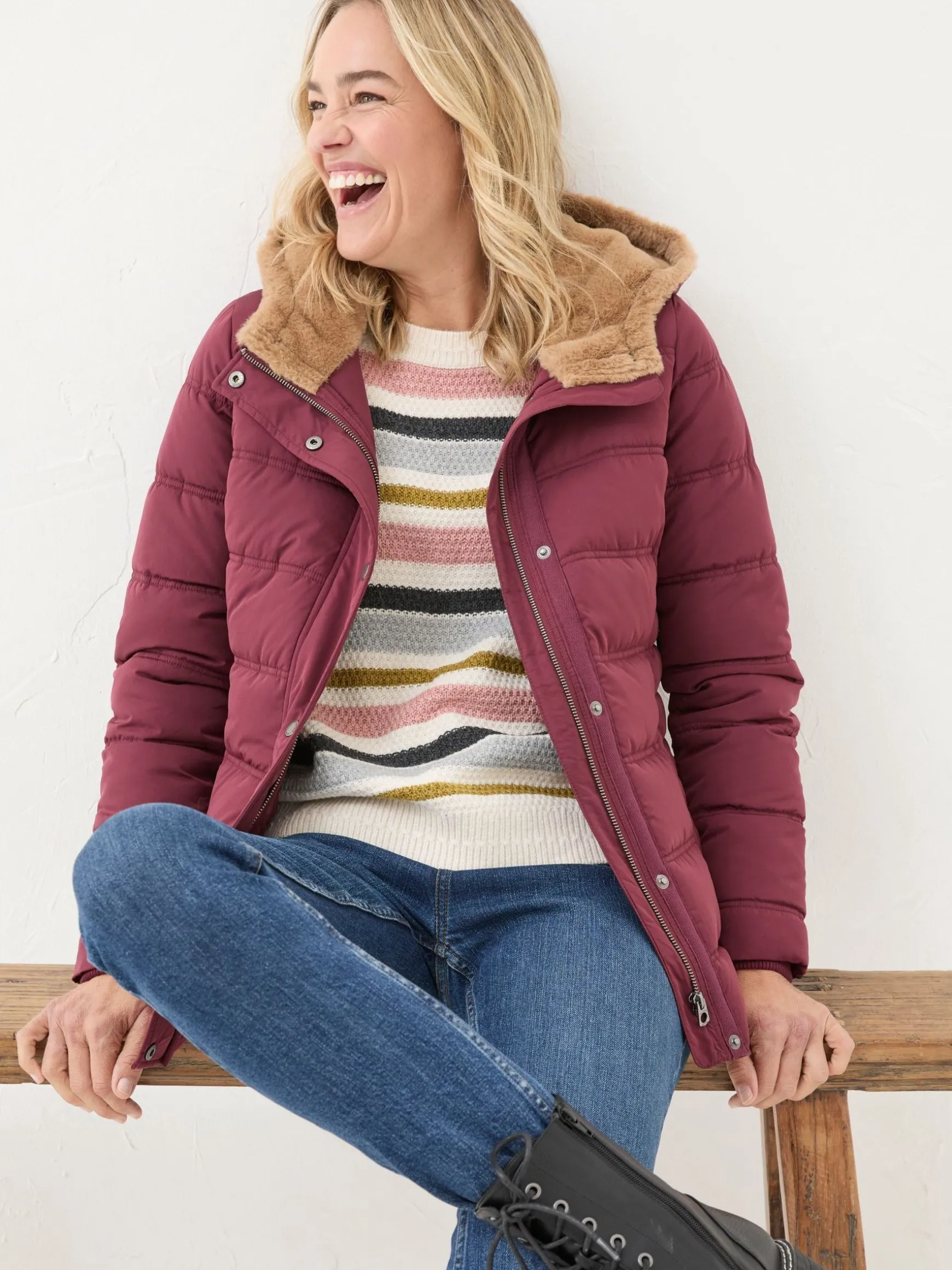 FatFace Lara Lara Puffer Coat Red Shop