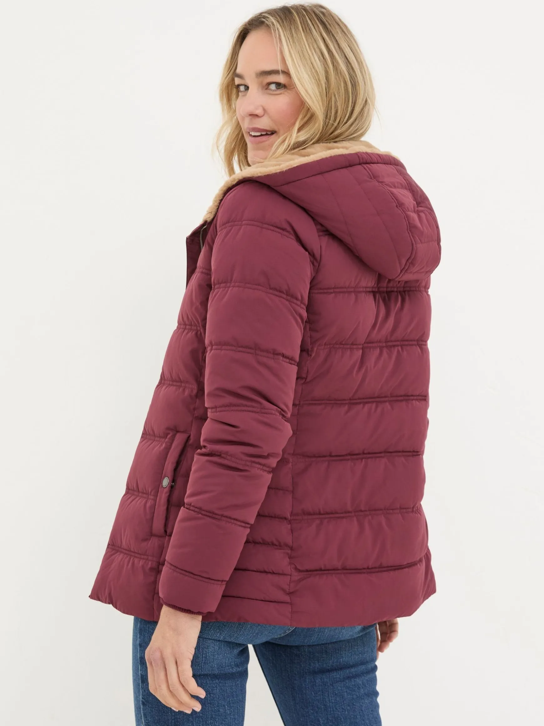 FatFace Lara Lara Puffer Coat Red Shop