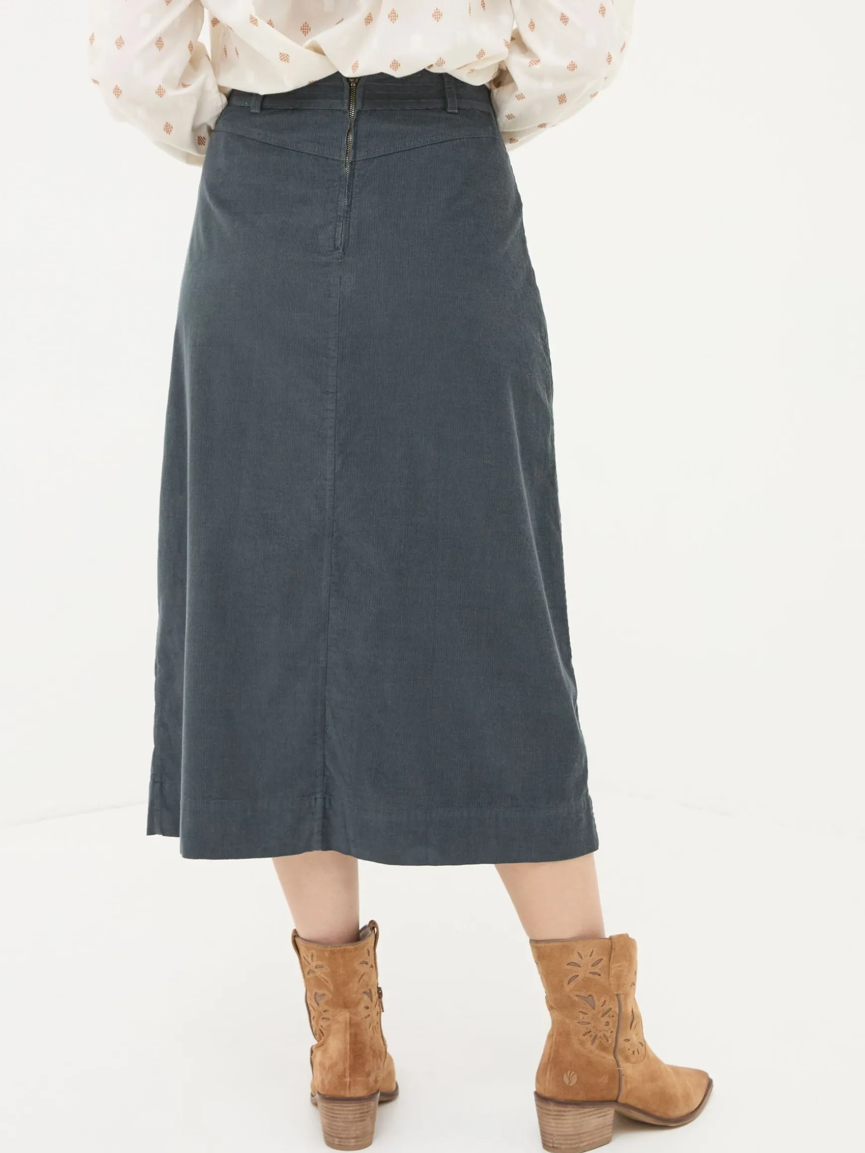 FatFace Leigh Cord Midi Skirt Grey Best Sale