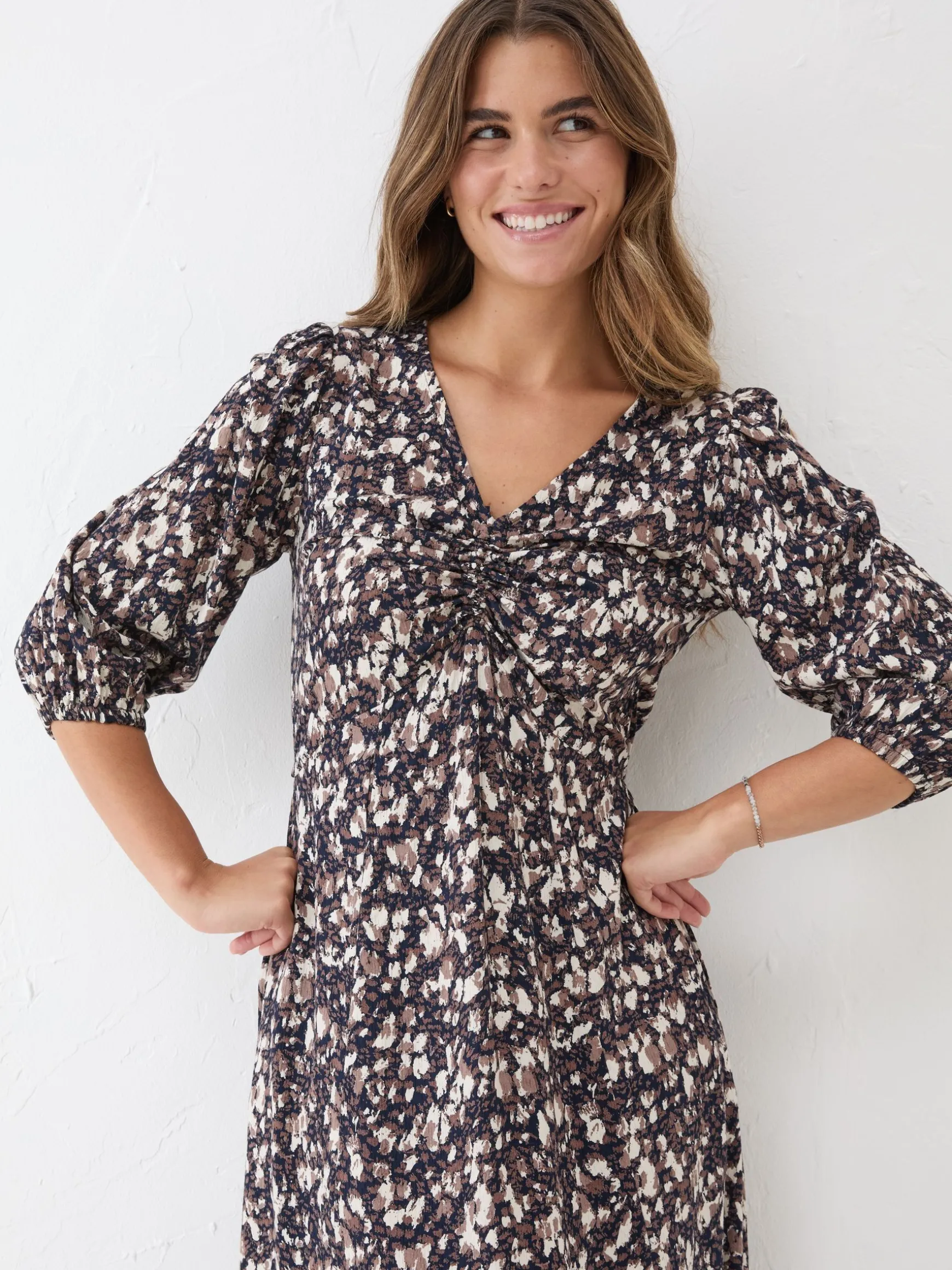FatFace Libby Midi Dress Black Patterned Discount