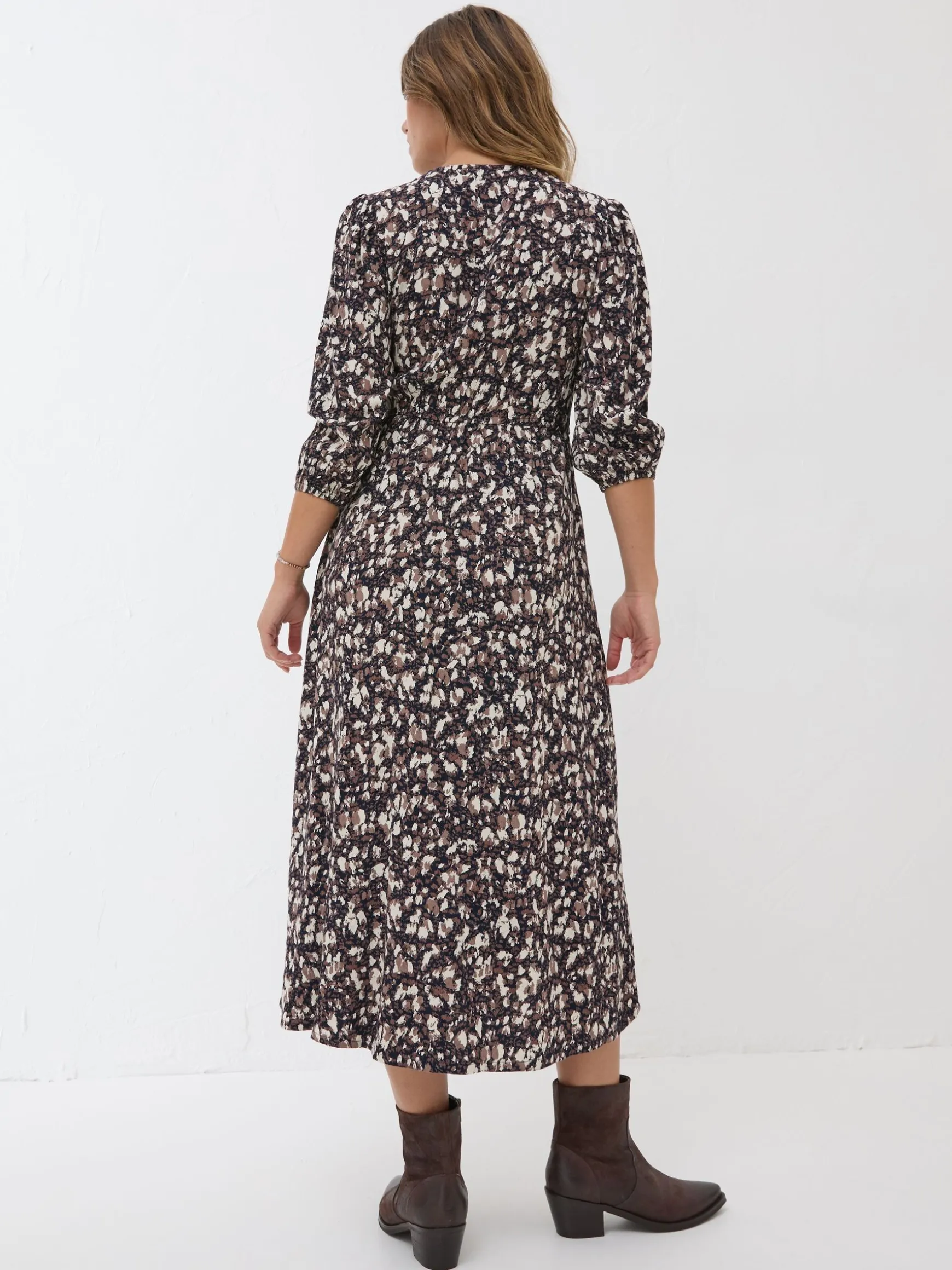 FatFace Libby Midi Dress Black Patterned Discount