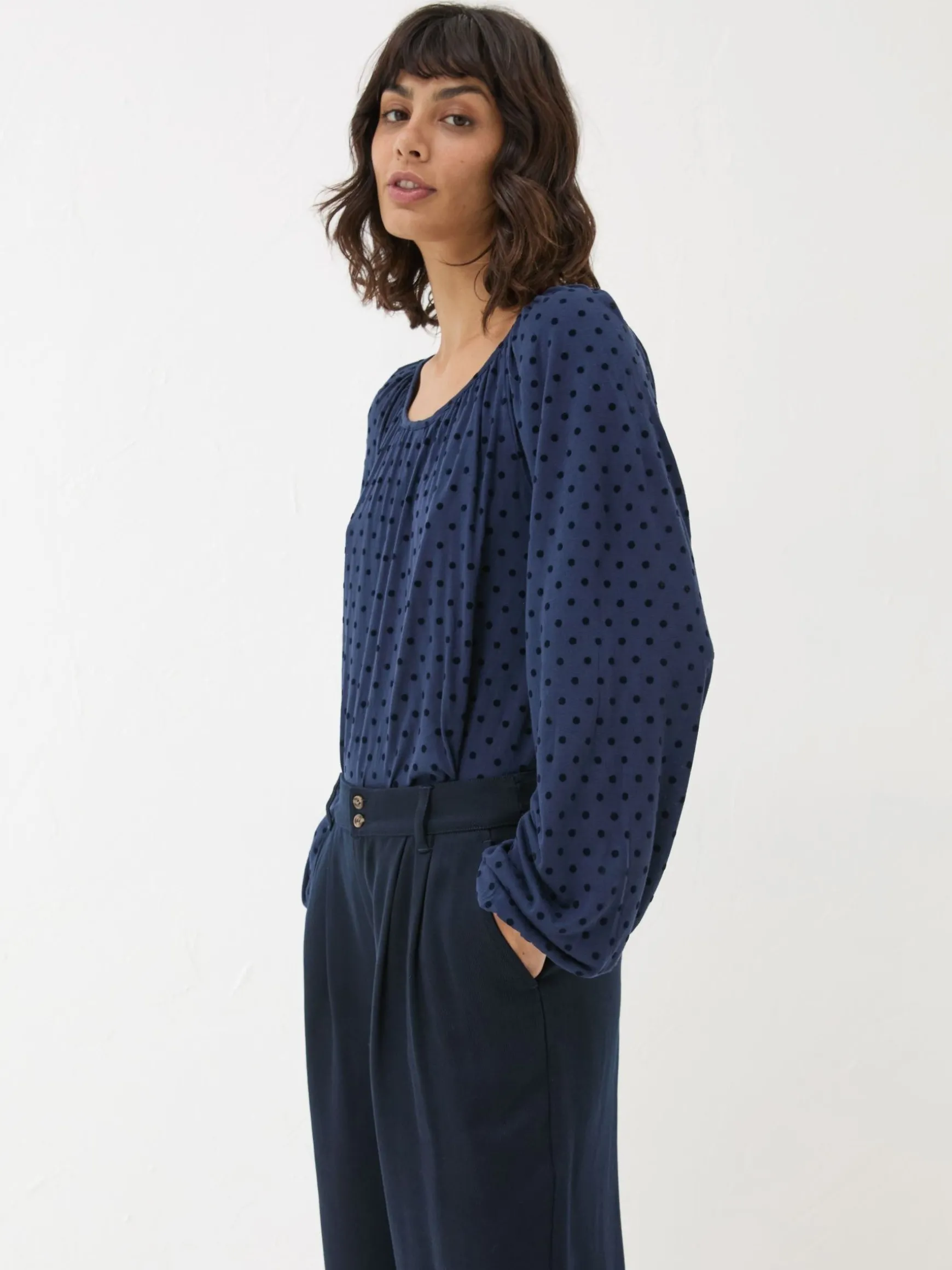 FatFace Lily Spot Top Blue Navy Cheap