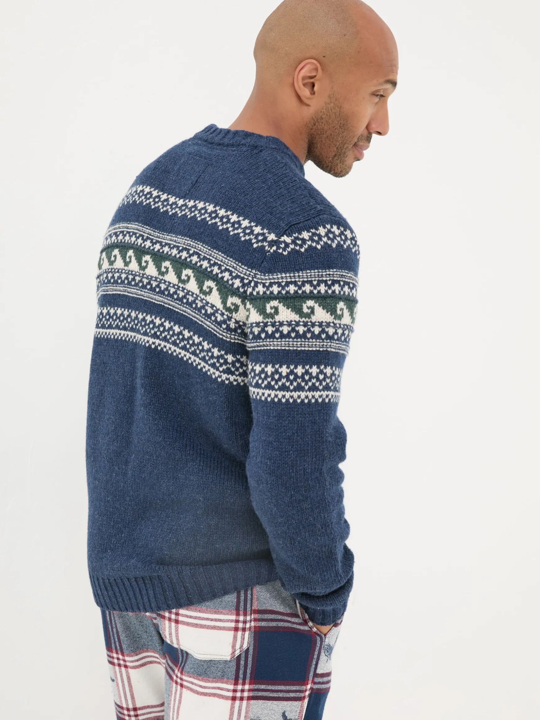 FatFace Wave Knitted Jumper Navy Fashion