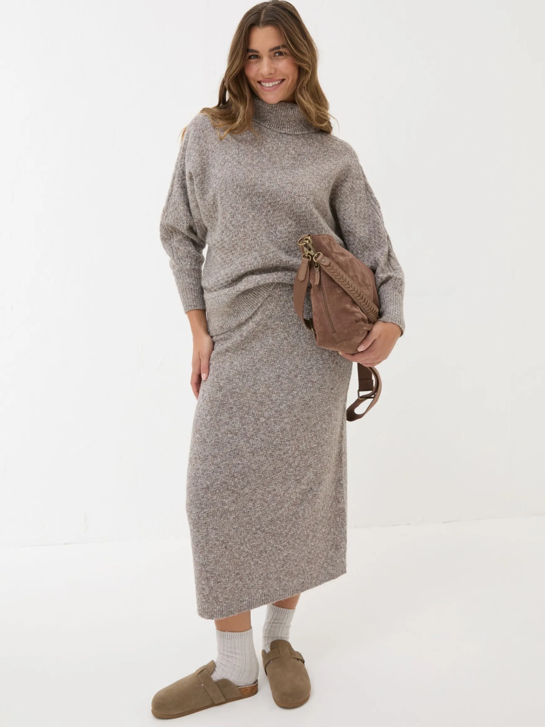FatFace Knitted Skirt Oatmeal Fashion