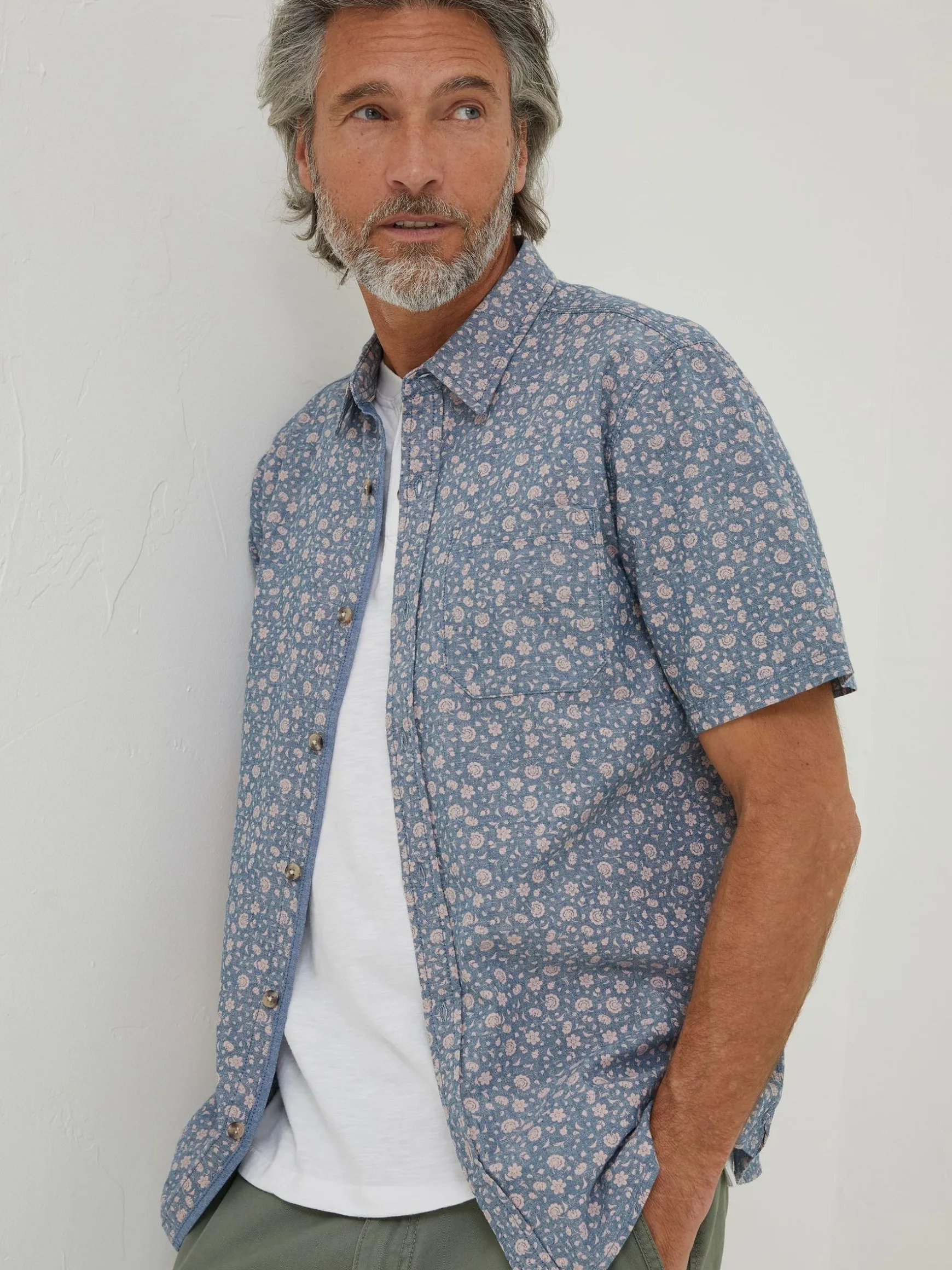 FatFace Floral Print Shirt Pink Discount