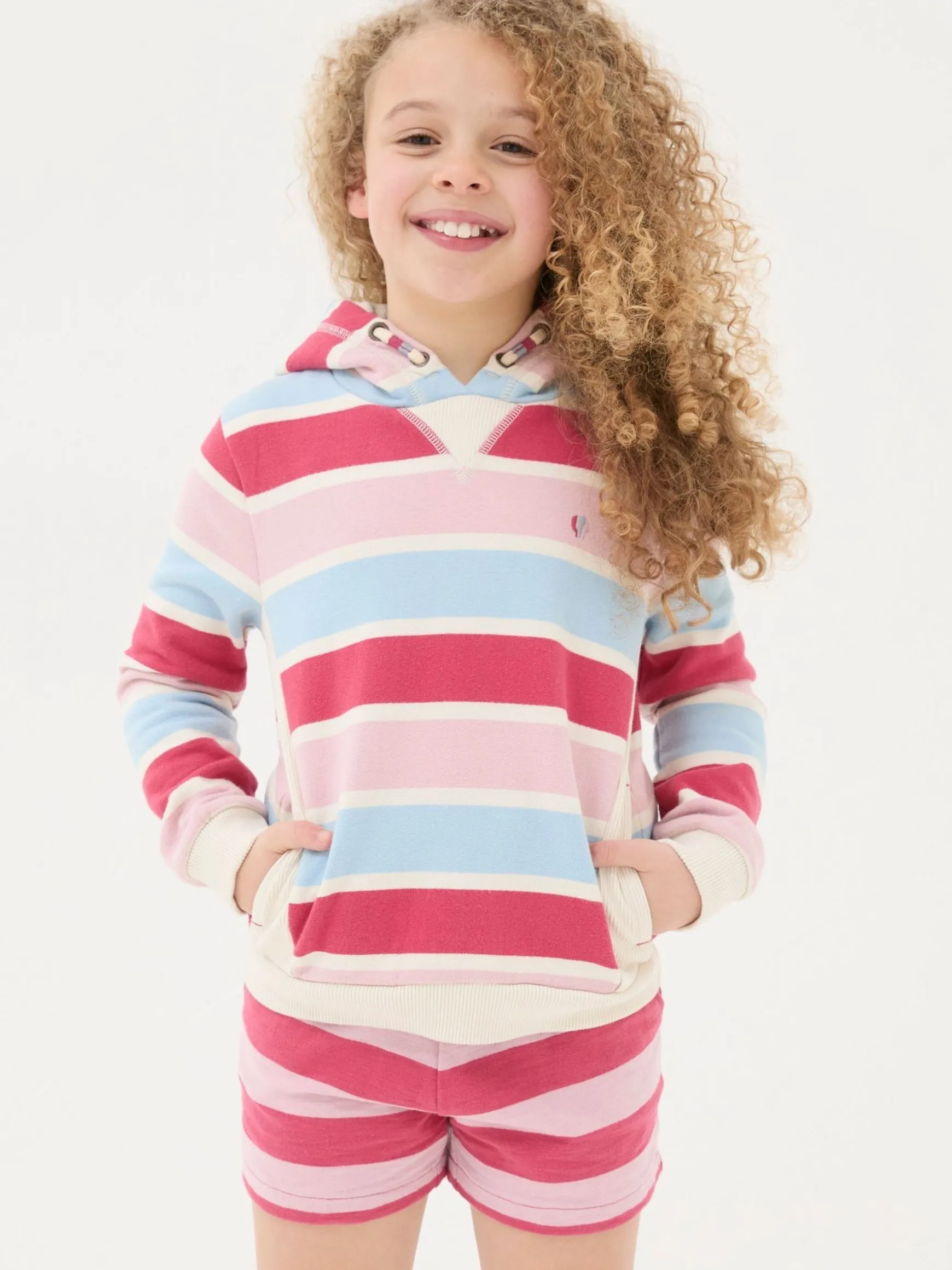 FatFace Grow Stripe Crew Sweatshirt Pink Cheap