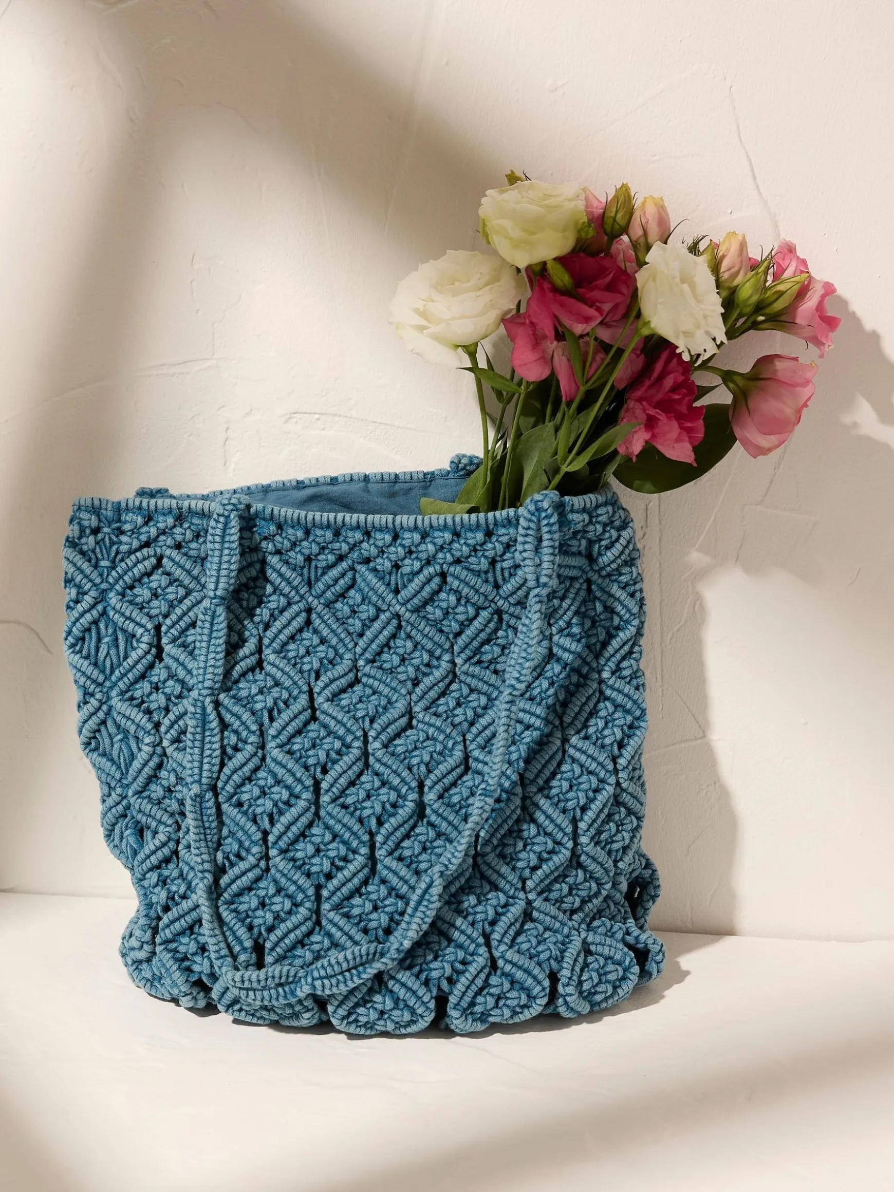 FatFace Raela Macrame Shopper Bag Blue Cheap