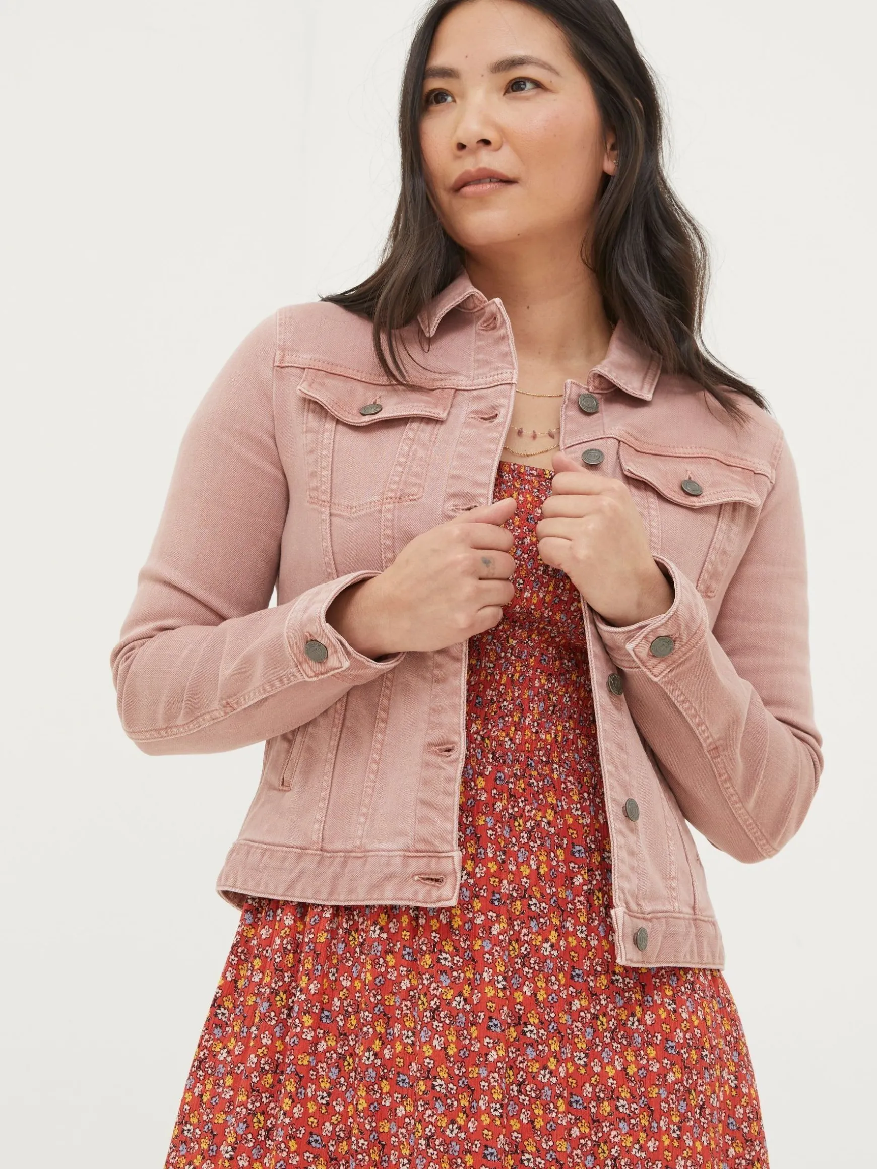 FatFace Tasha Denim Jacket Pink New