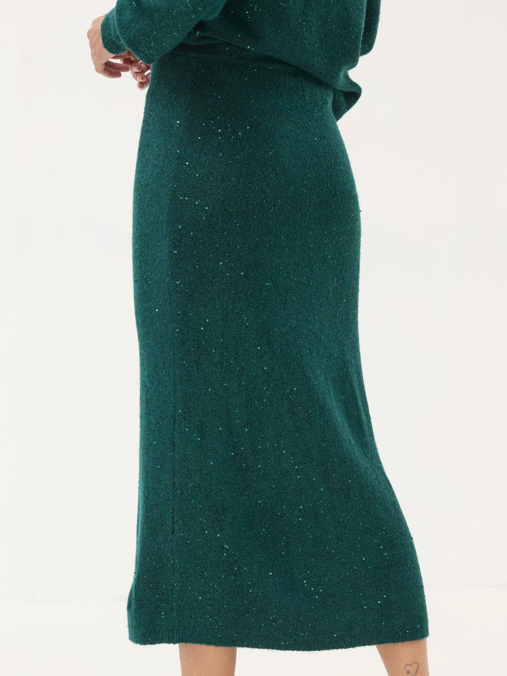 FatFace Sequin Knit Skirt Teal Blue Online