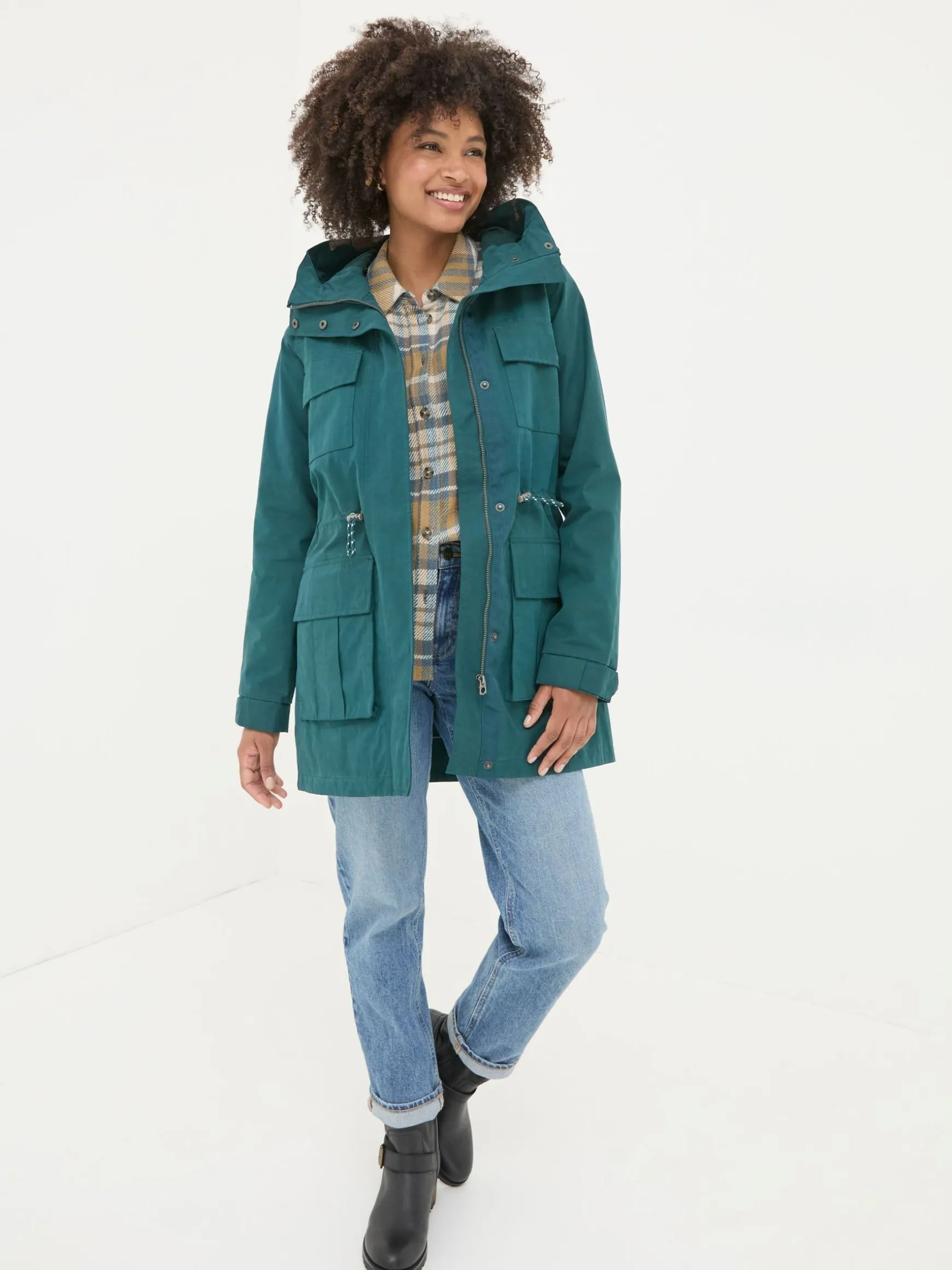 FatFace Tiegan Waterproof Coat Teal Blue Cheap