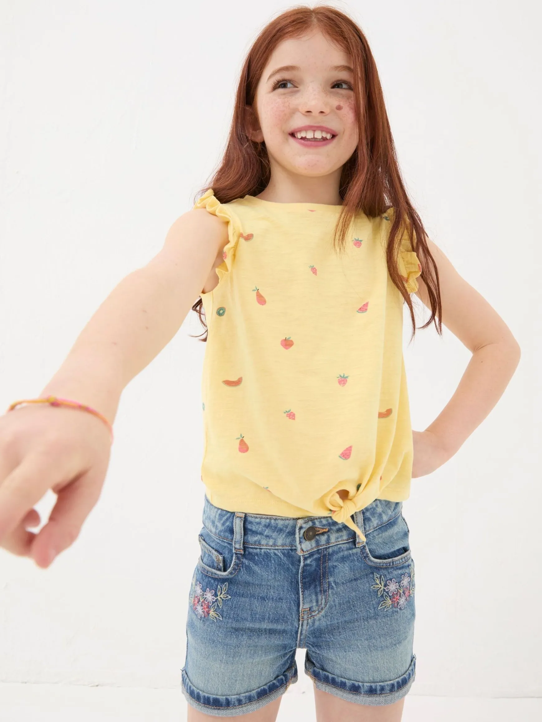 FatFace Fruit Knot Front T-Shirt Yellow Cheap